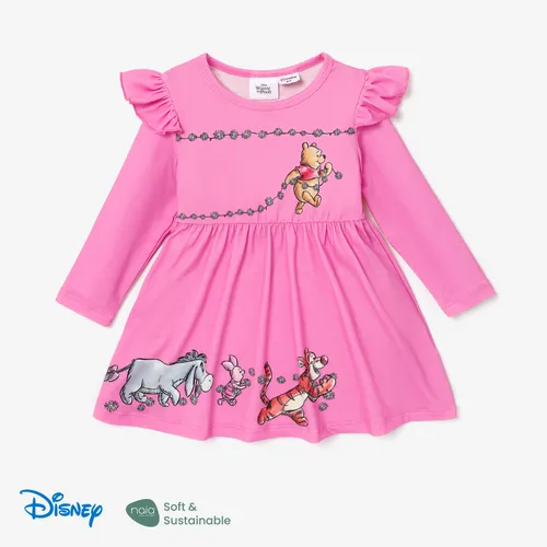 Disney Winnie the Pooh Toddler Girl Naia™ Character Print Ruffled Long-sleeve Dress