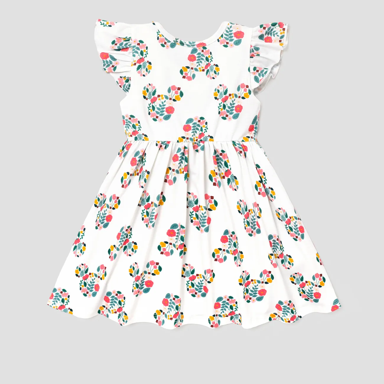Disney Mickey and Friends Toddler Girl Naia™ Character Print Ruffled Sleeveless Dress White big image 1