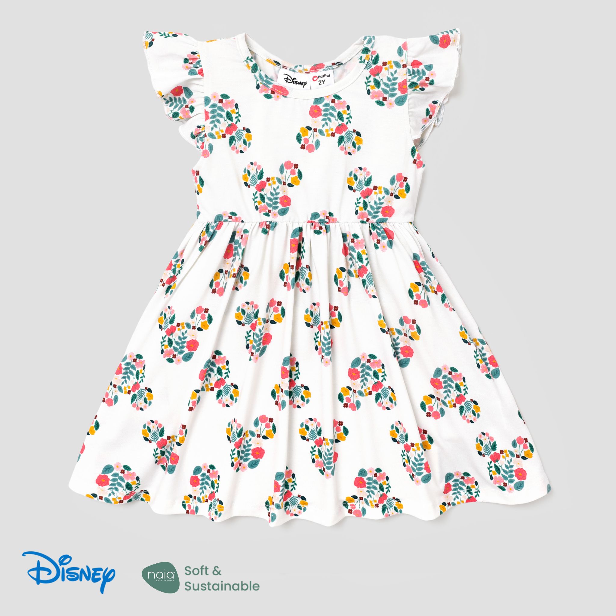 

Disney Mickey and Friends Toddler Girl Naia™ Character Print Ruffled Sleeveless Dress