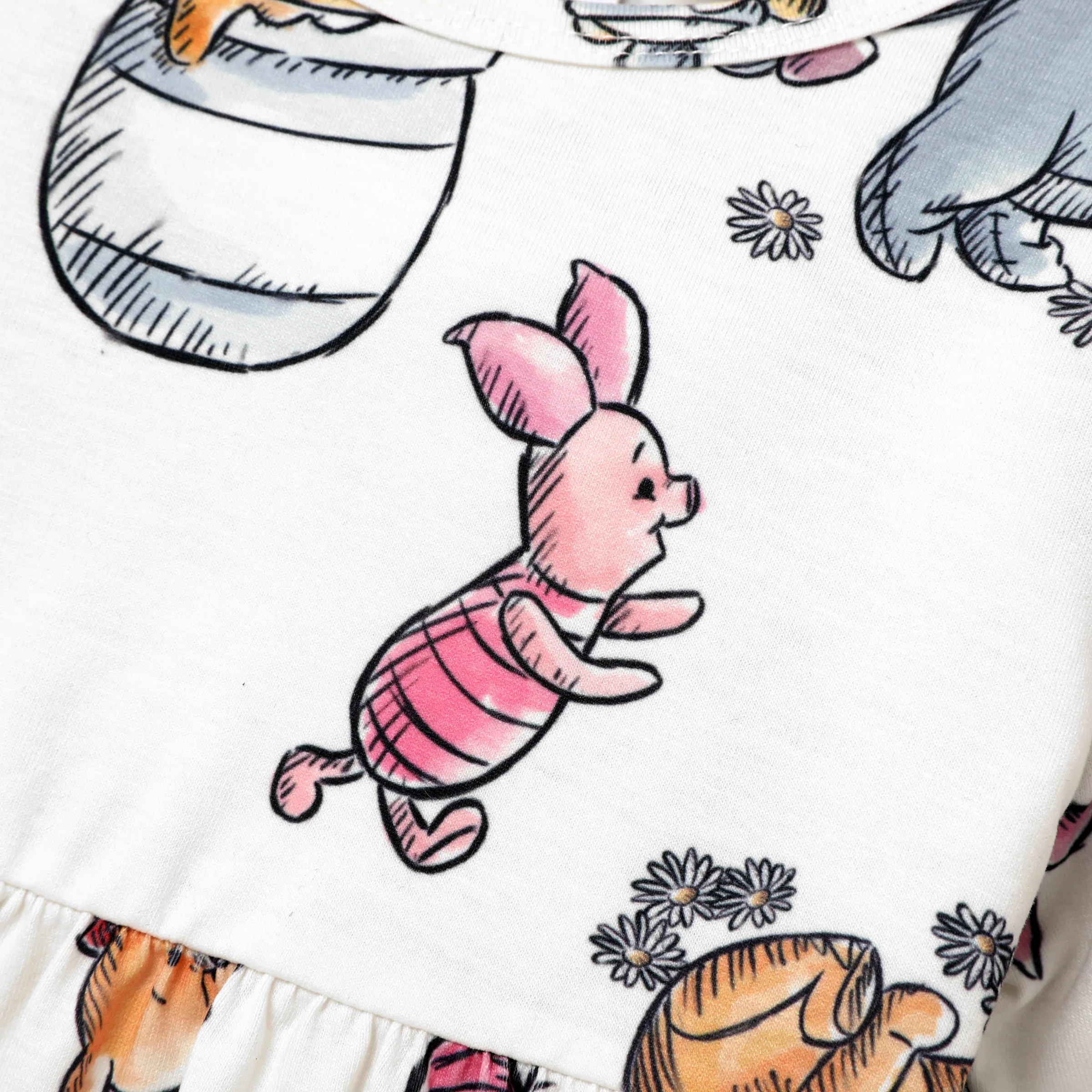 Disney Winnie the Pooh Toddler Girl Naia™ Character Print Ruffled Long-sleeve Dress White image 4
