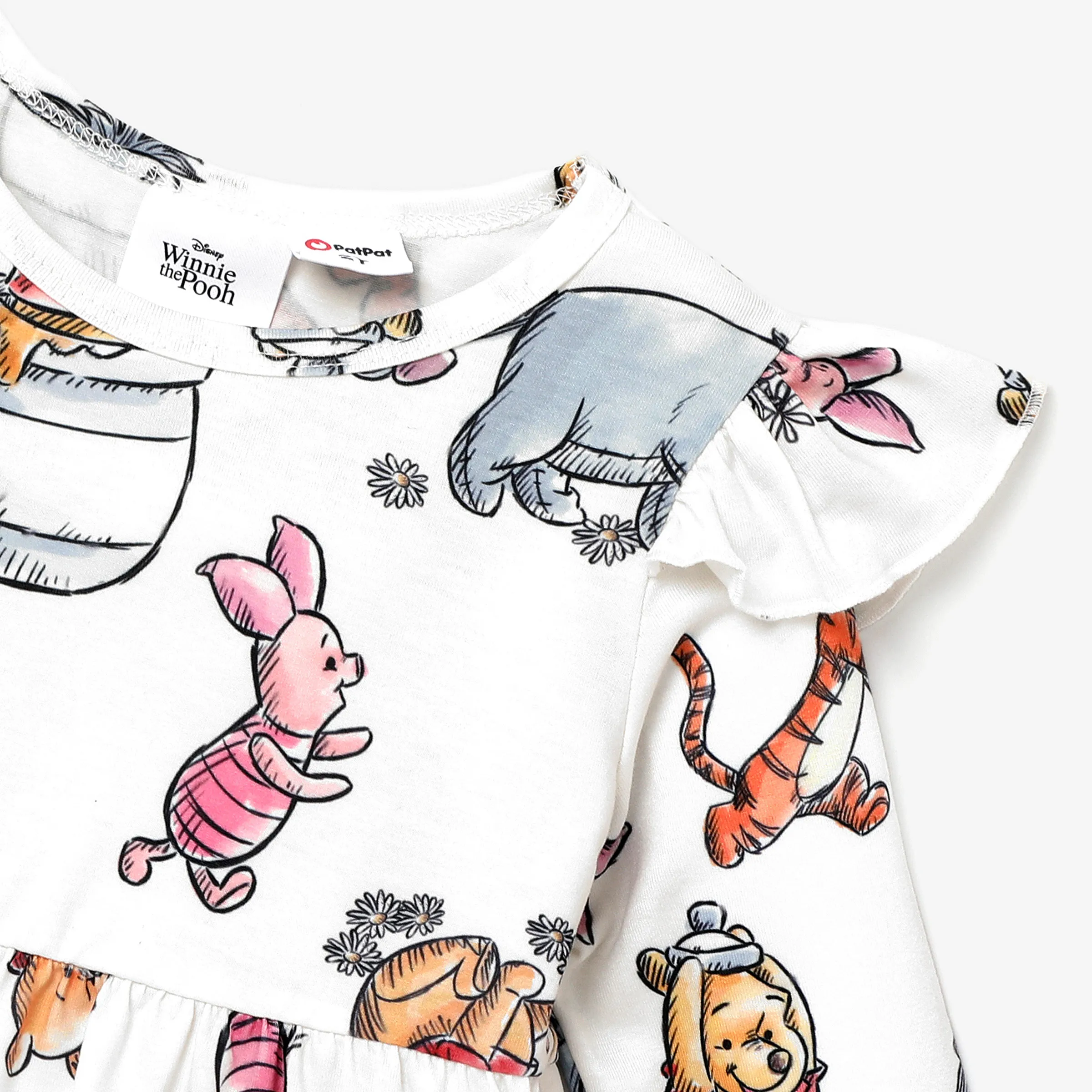Disney Winnie the Pooh Toddler Girl Naia™ Character Print Ruffled Long-sleeve Dress White image 3