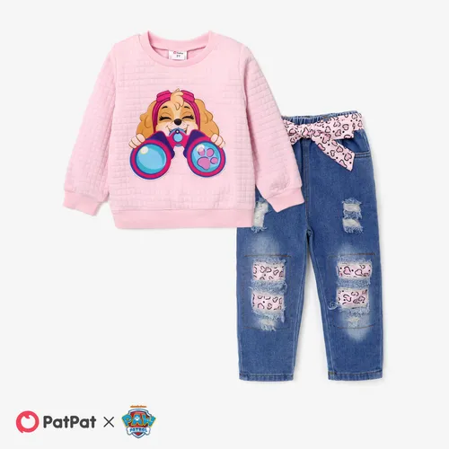 PAW Patrol Toddler Girl Big Graphic Long-sleeve Top and Denim Belted Pants 