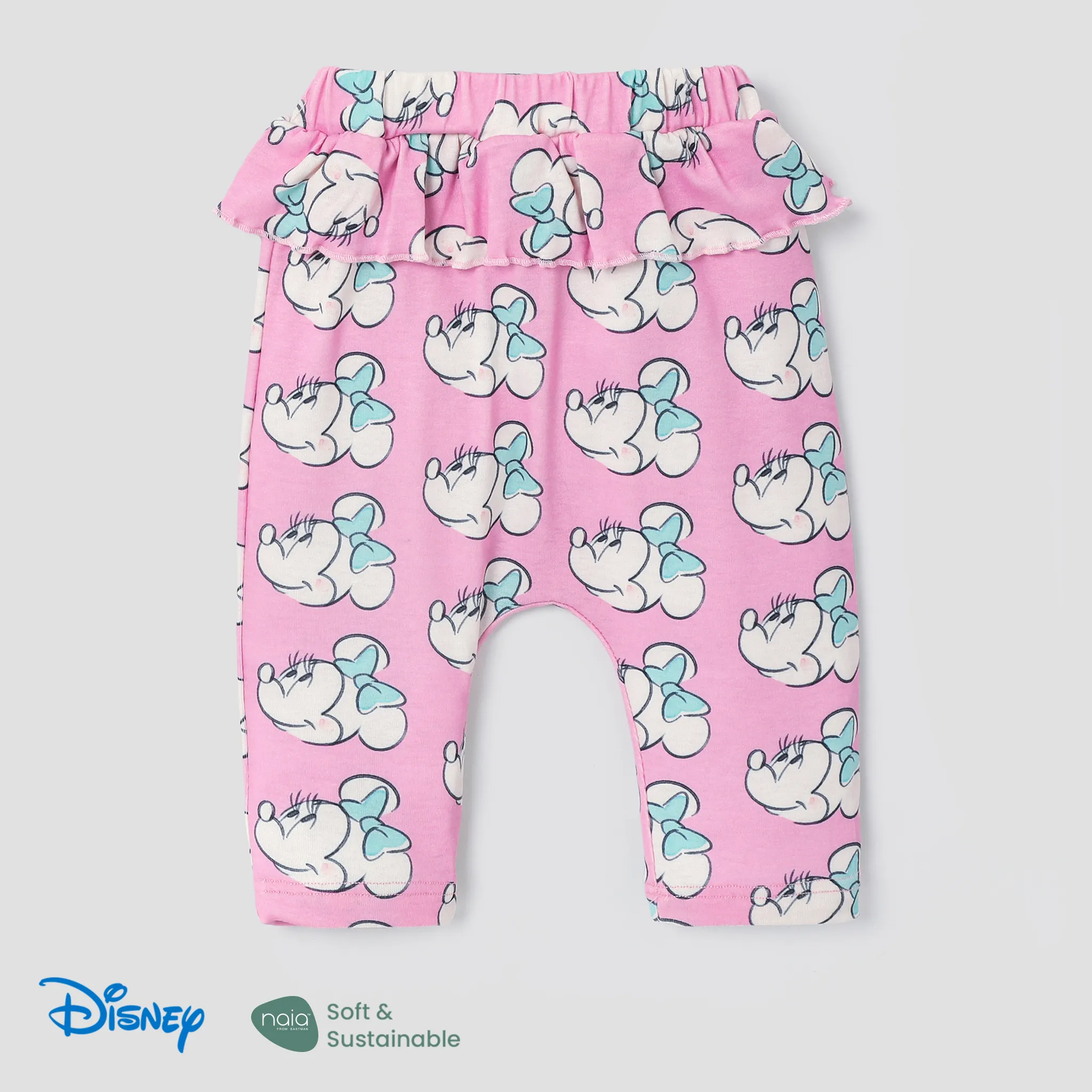Disney Mickey and Minnie baby girl character pattern one-piece jumpsuit or all-over patterned pants Pink