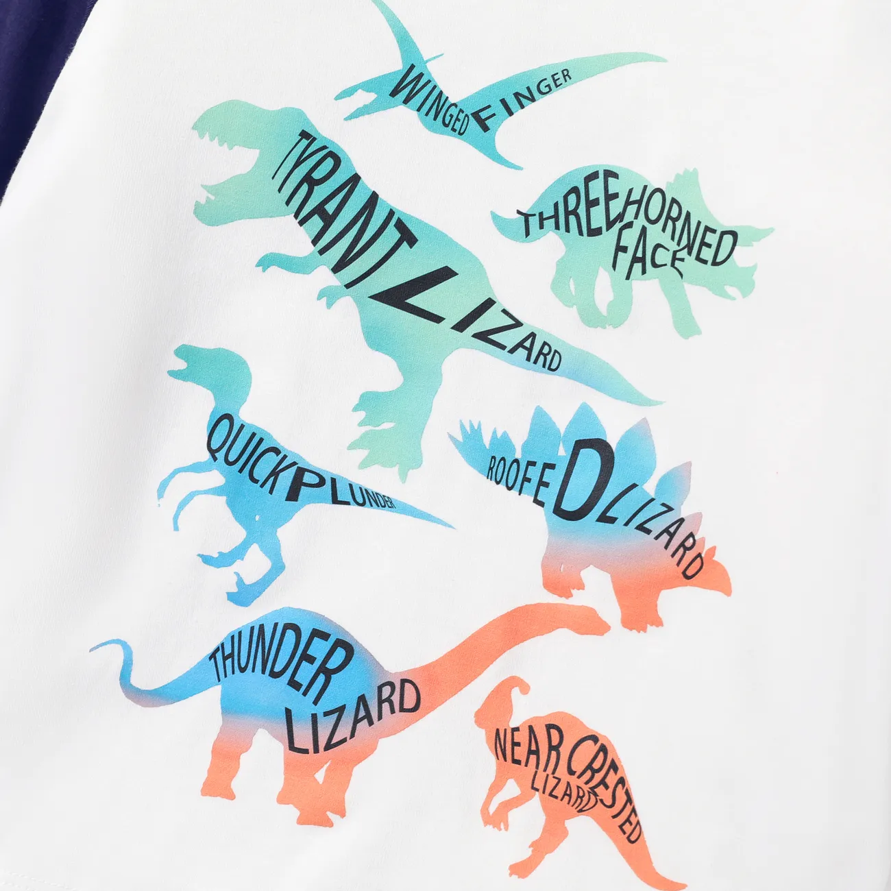 Kleinkinder Jungen Stoffnähte Kindlich Dinosaurier Langärmelig T-Shirts Blau Weiss big image 1