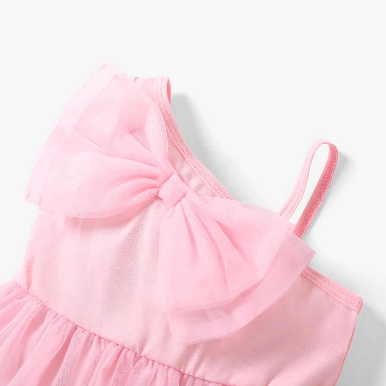 Toddler Girl Sweet 3D Bowknot Mesh Dress Pink big image 1