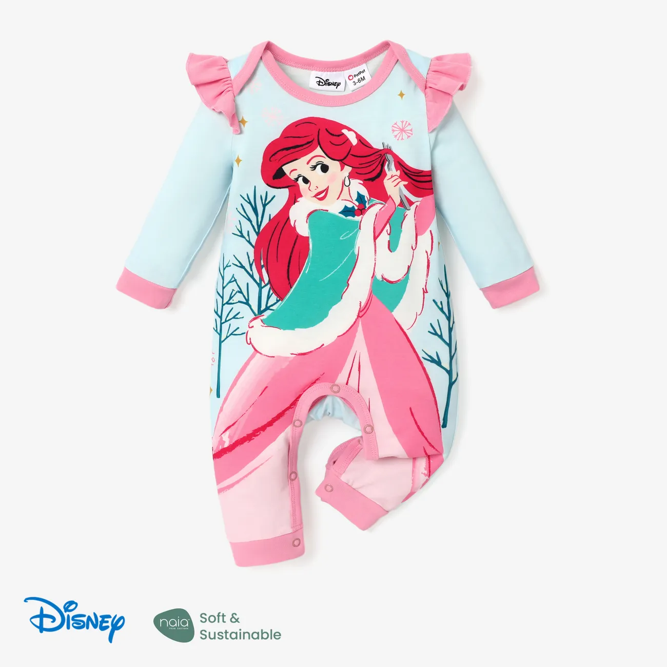 Disney Princess Baby Girl Naia™ Character Print Ruffled Long-sleeve Jumpsuit  big image 1