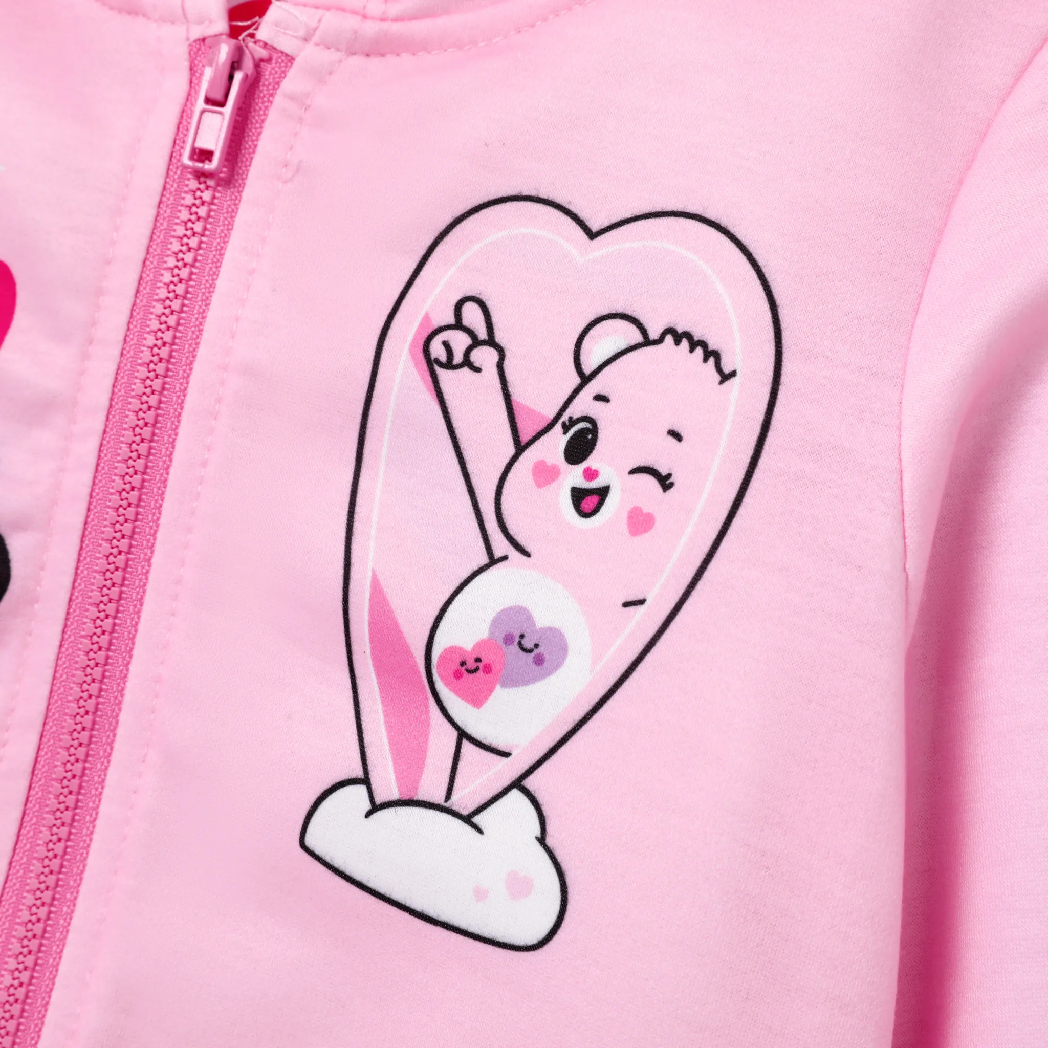 Care Bears Toddler Girl Bear Pattern Hooded Jacket Pink image 3