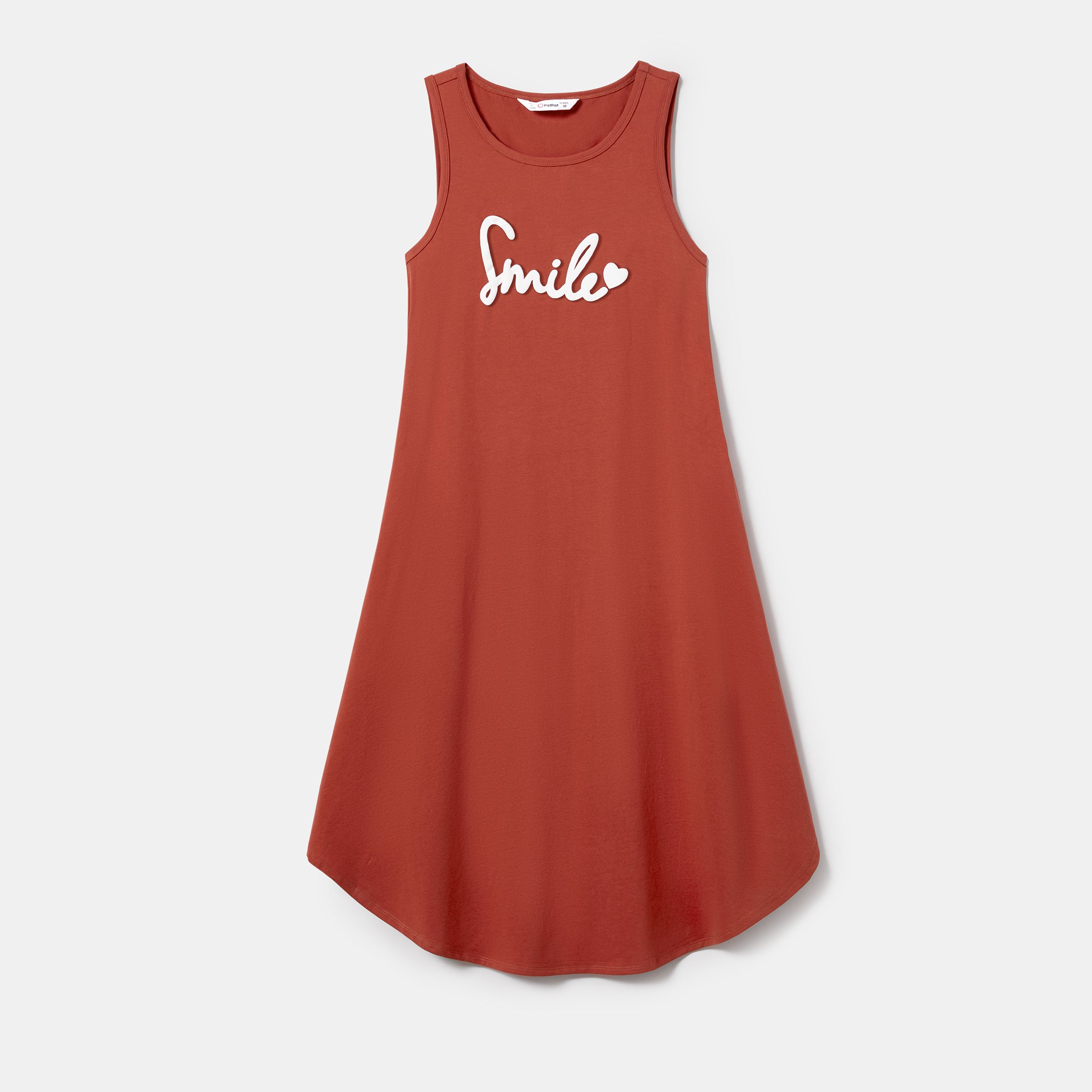 Mommy And Me Letter Print Rust Red Tank Cotton Dress