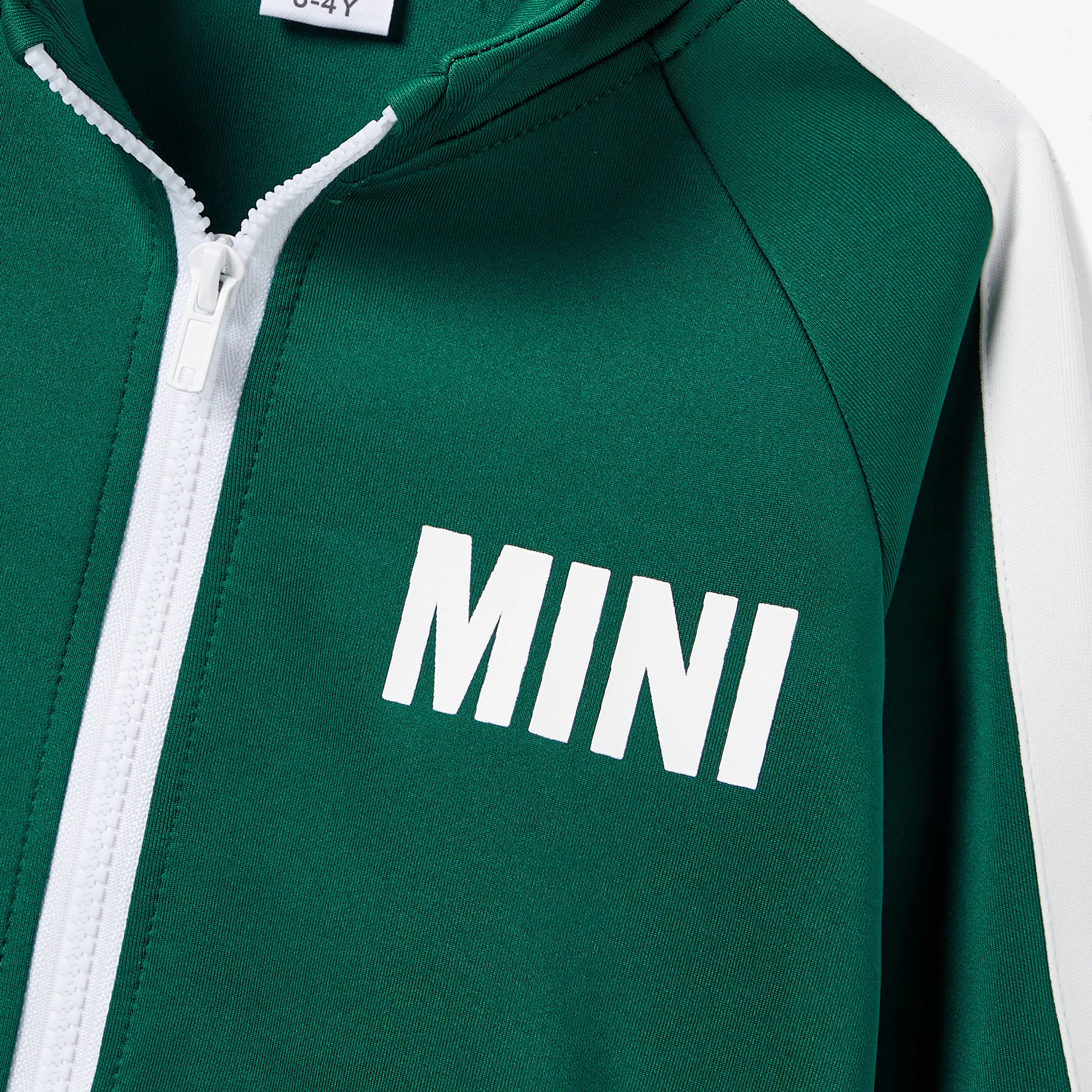 Family Matching Green Zipper Coat Tops and Pants Tracksuits Sets CYAN- image 3
