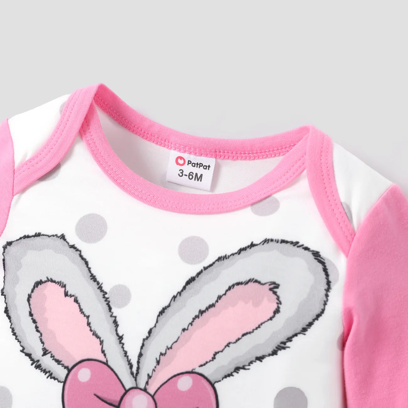 Baby Girl/Boy Sweet Animal-patterned Valentine's Day Jumpsuit Pink big image 1