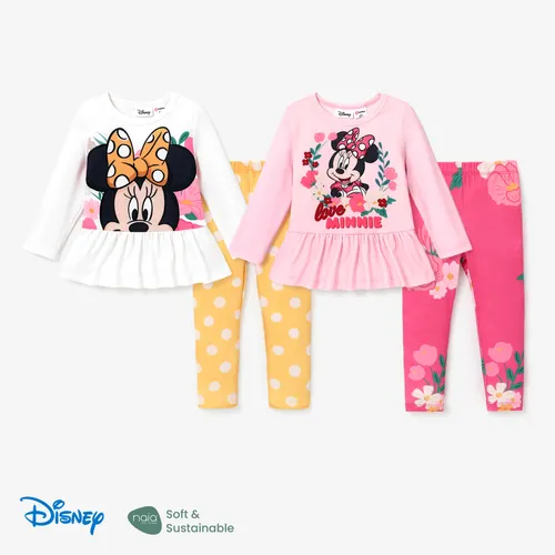 Disney Mickey and Friends Toddler Girl 2pcs Character Naia™ Print Peplum Long-sleeve Tee and Pants Set