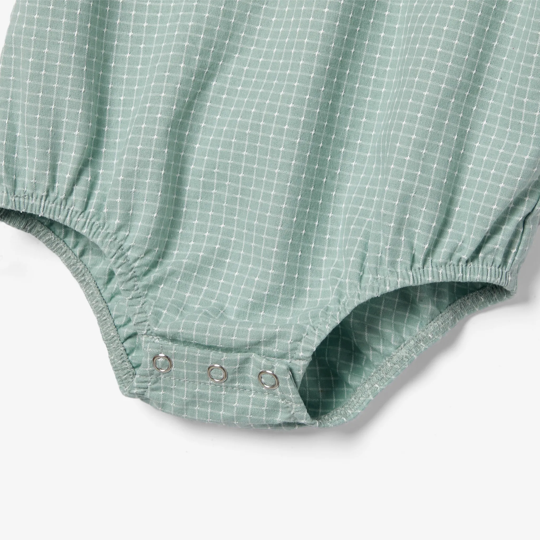 Mommy and Me Cotton Puff Sleeve Flutter Trim Elastic Neck Shirred Flowy Tiered Tiny Plaid Dresses Aqua image 5