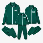 Family Matching Green Zipper Coat Tops and Pants Tracksuits Sets  image 2