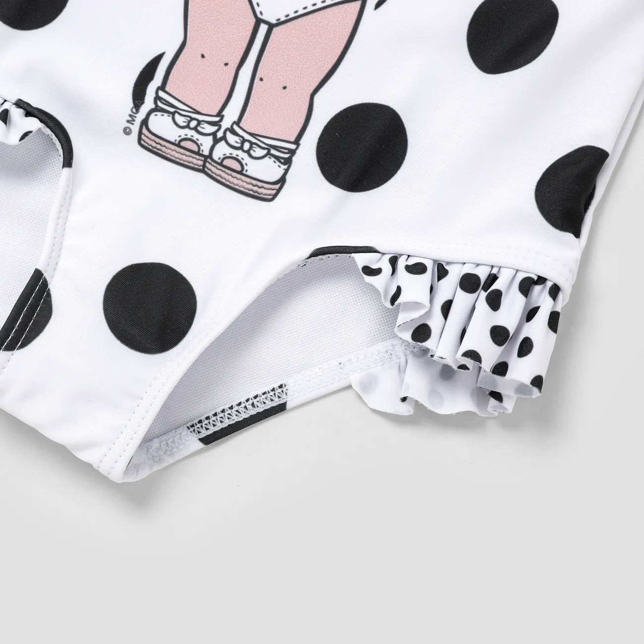 L.O.L. SURPRISE! Kid Girl Graphic Print Puff Sleeve One Shoulder Swimsuit White big image 1