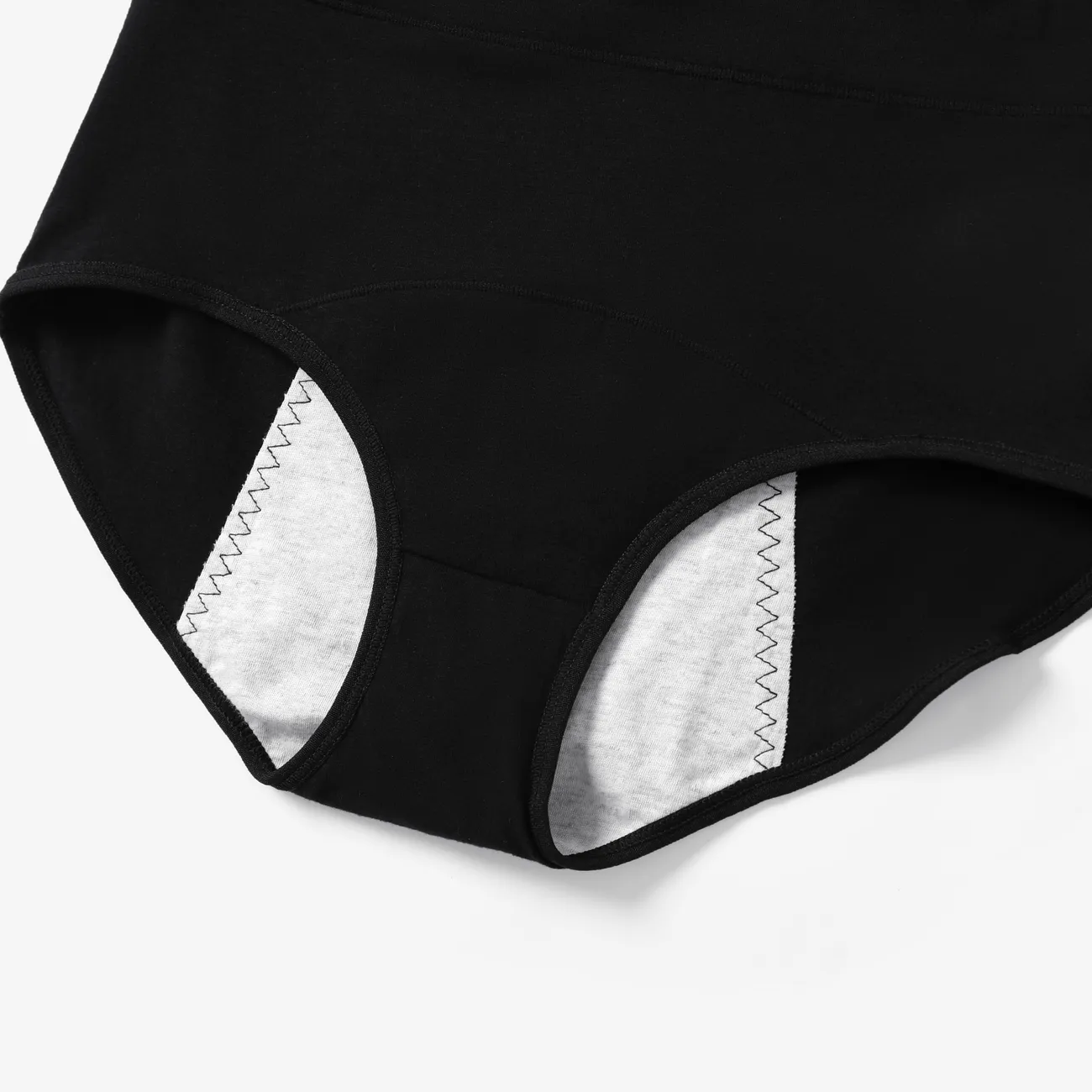 Women's Cotton Physiological Underwear - Solid Color, Leak-Proof Black big image 1