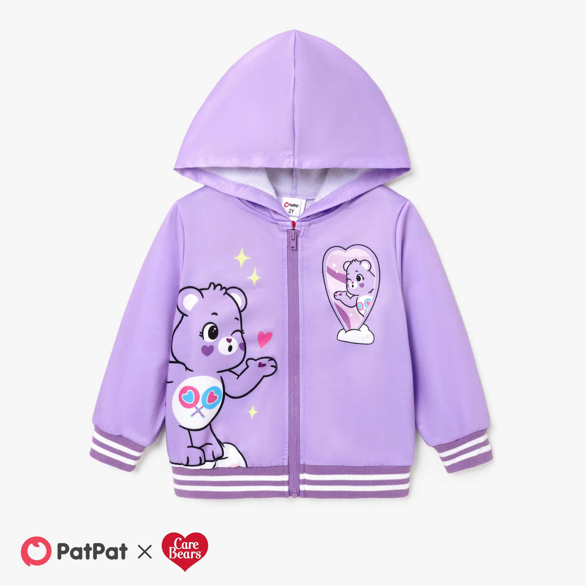 Care Bears Toddler Girl Bear Pattern Hooded Jacket Purple