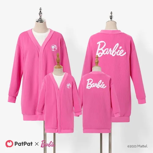 Barbie Mommy and Me Embroidered Logo V-Neck Unbuttoned Cardigan