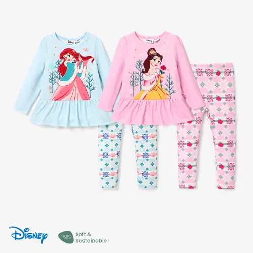Disney Princess Toddler Girl 2pcs Naia™ Character Print Peplum Long-sleeve Tee and Snow Flakes Pants Set