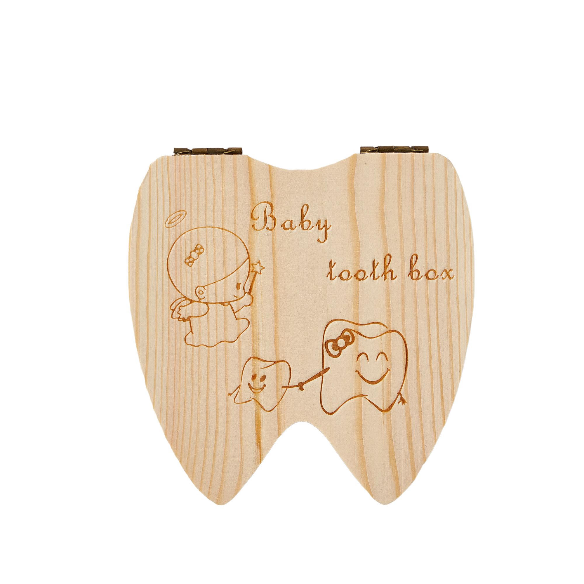 Single Unit Colorful Wooden Baby Teeth Keepsake Box With Flip Lid For Hair, Teeth And Memories