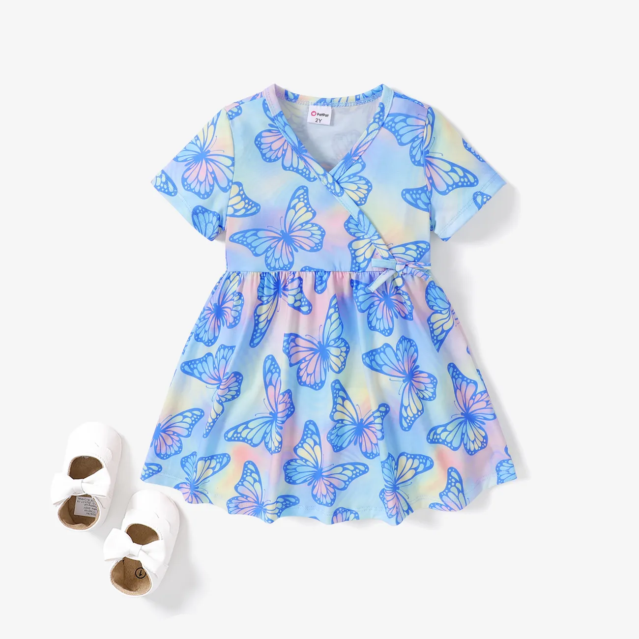 Toddler Girl Sweet Butterfly Pattern Dress Multi-color big image 1