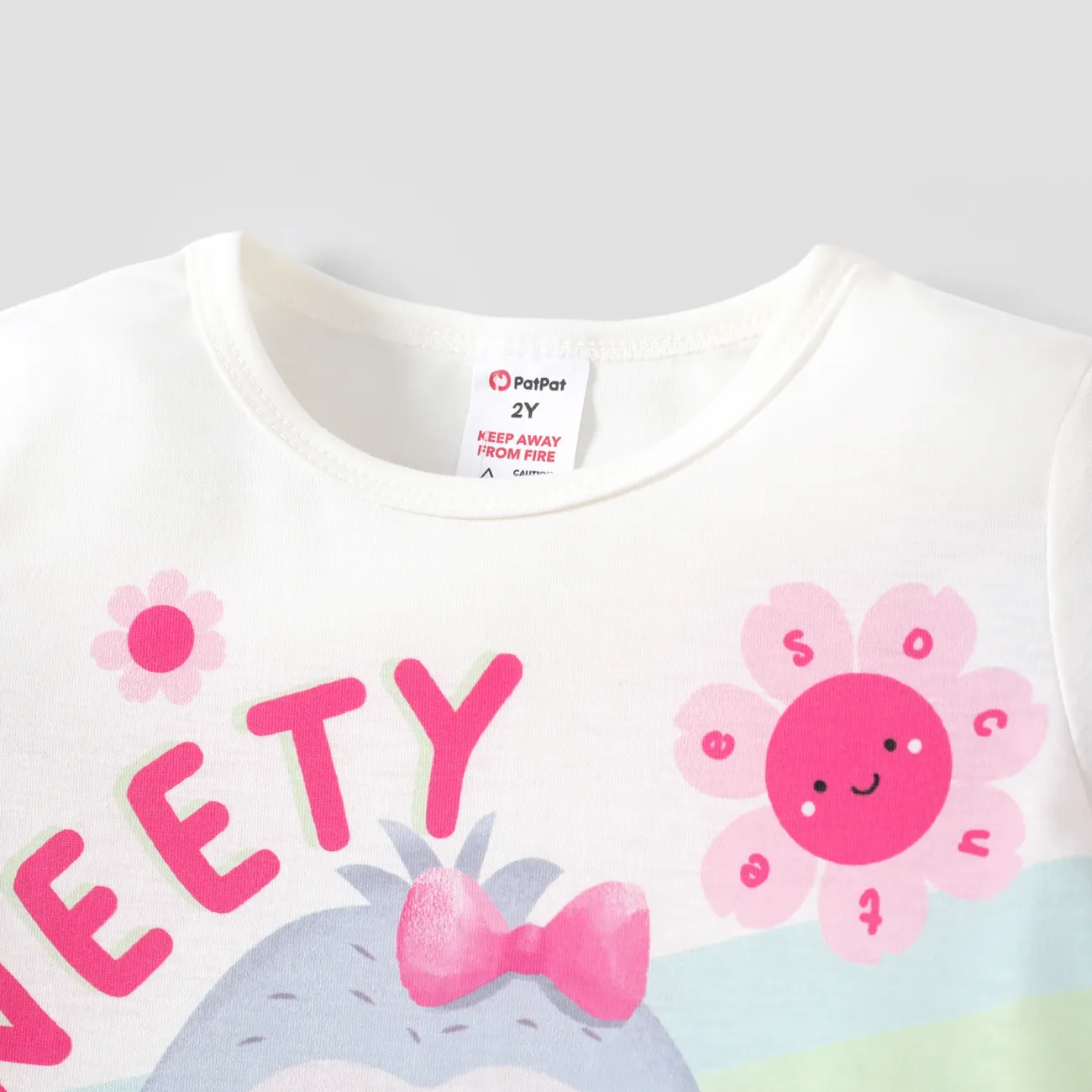 2件套幼兒/兒童女孩童趣樹懶圖案睡衣套裝 粉色 big image 1
