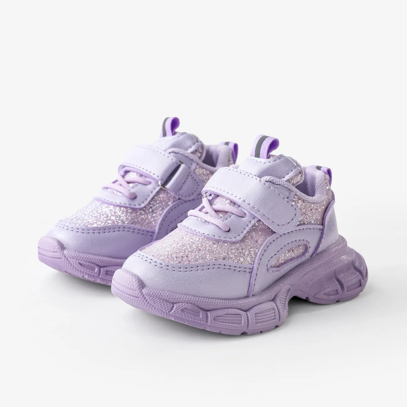 Toddler & Kids Girls' Stylish Glitter Design Velcro Sports Shoes Lavender big image 1