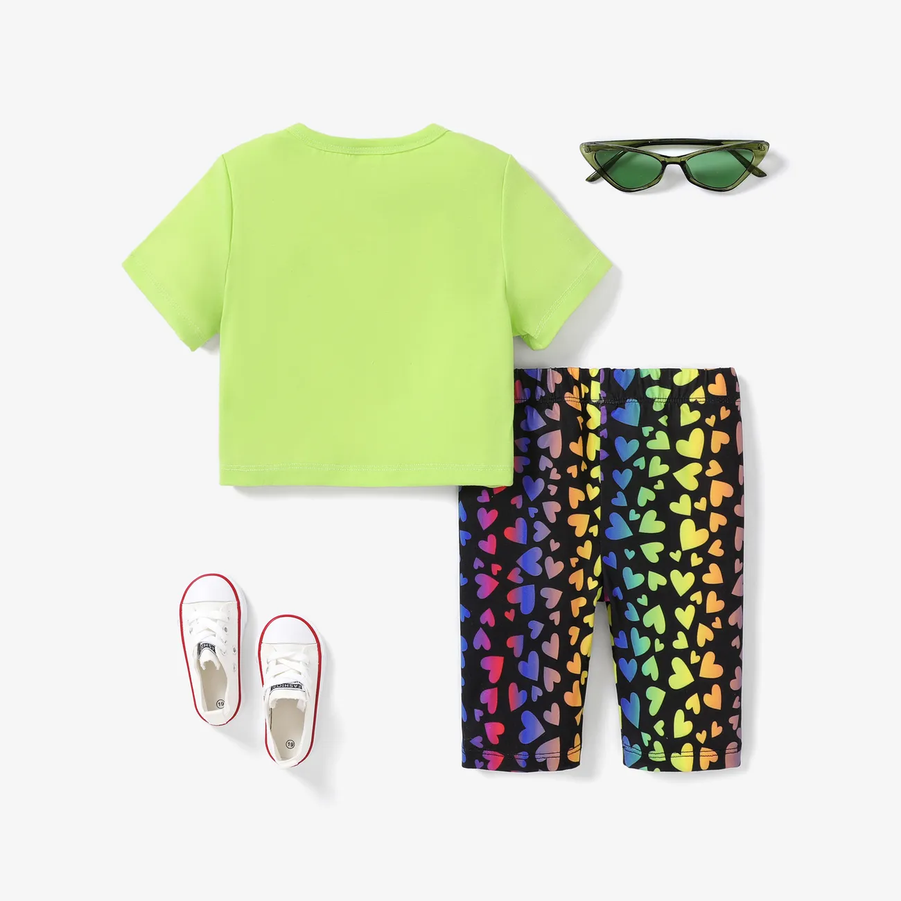 2 Stück Kleinkinder Mädchen Avantgardistisch T-Shirt-Sets hellgrün big image 1