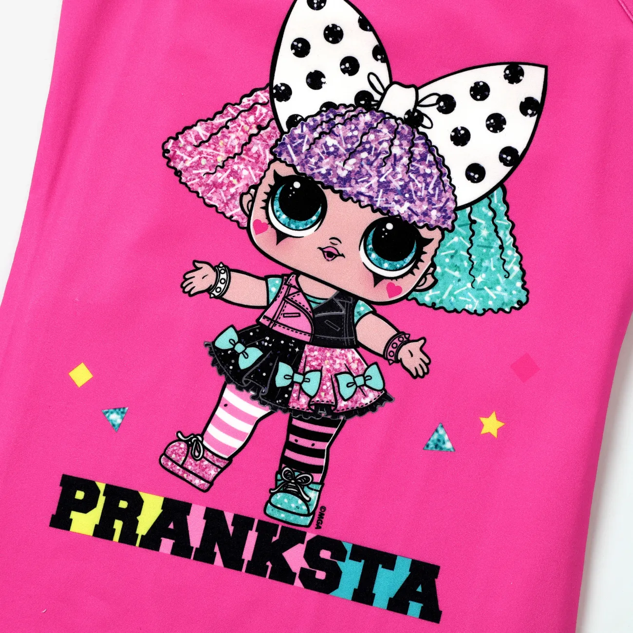 L.O.L. ¡SORPRESA! Vestido de manga corta con estampado gráfico para niños pequeños / niña y conjunto de top  rosado big image 1