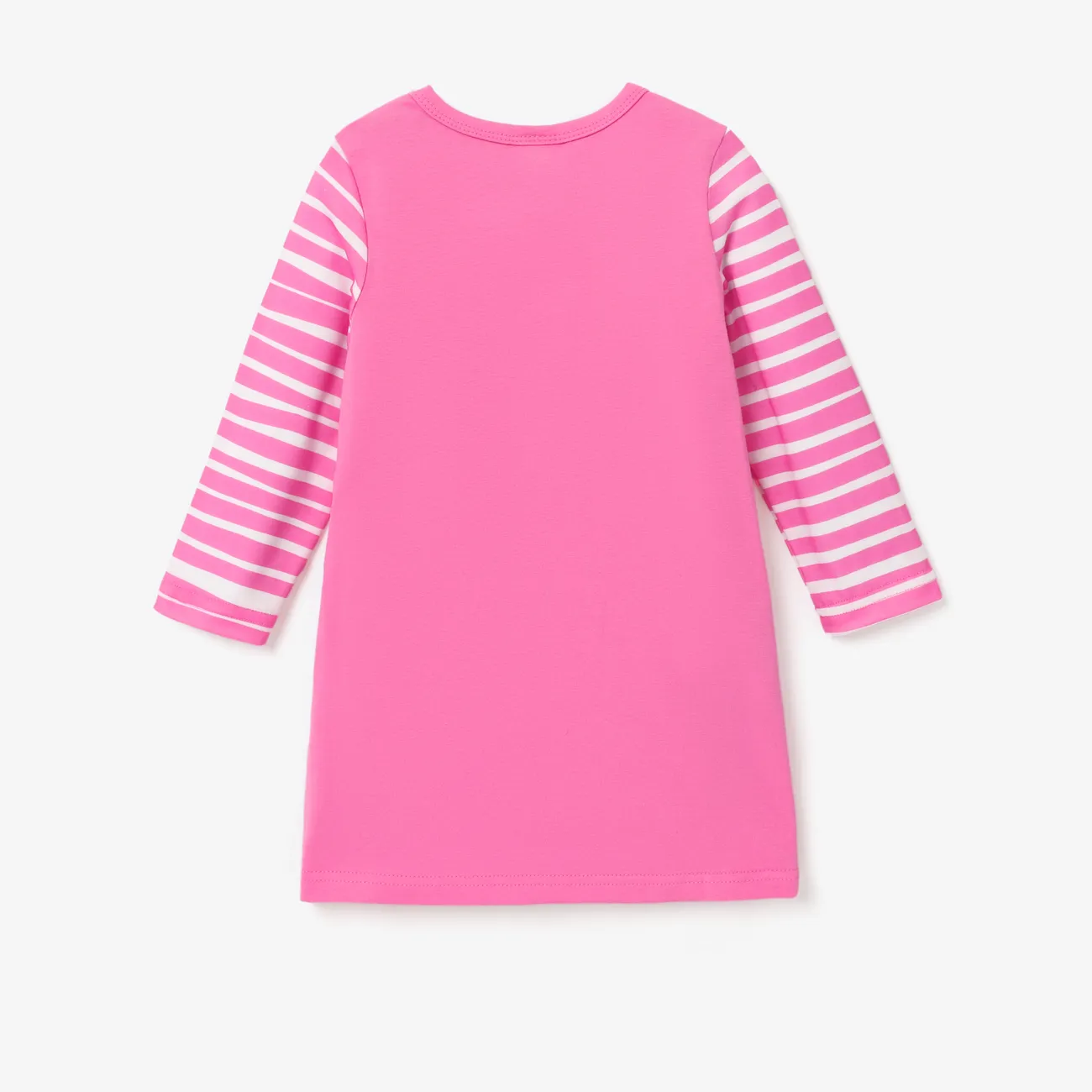 Peppa Pig Toddler Girl Striped Pocket Design Long-sleeve Cotton Dress Pink big image 1