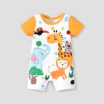Bebé Unisex Costura de tela Animales Infantil Manga corta Mamelucos y monos Bloque de color