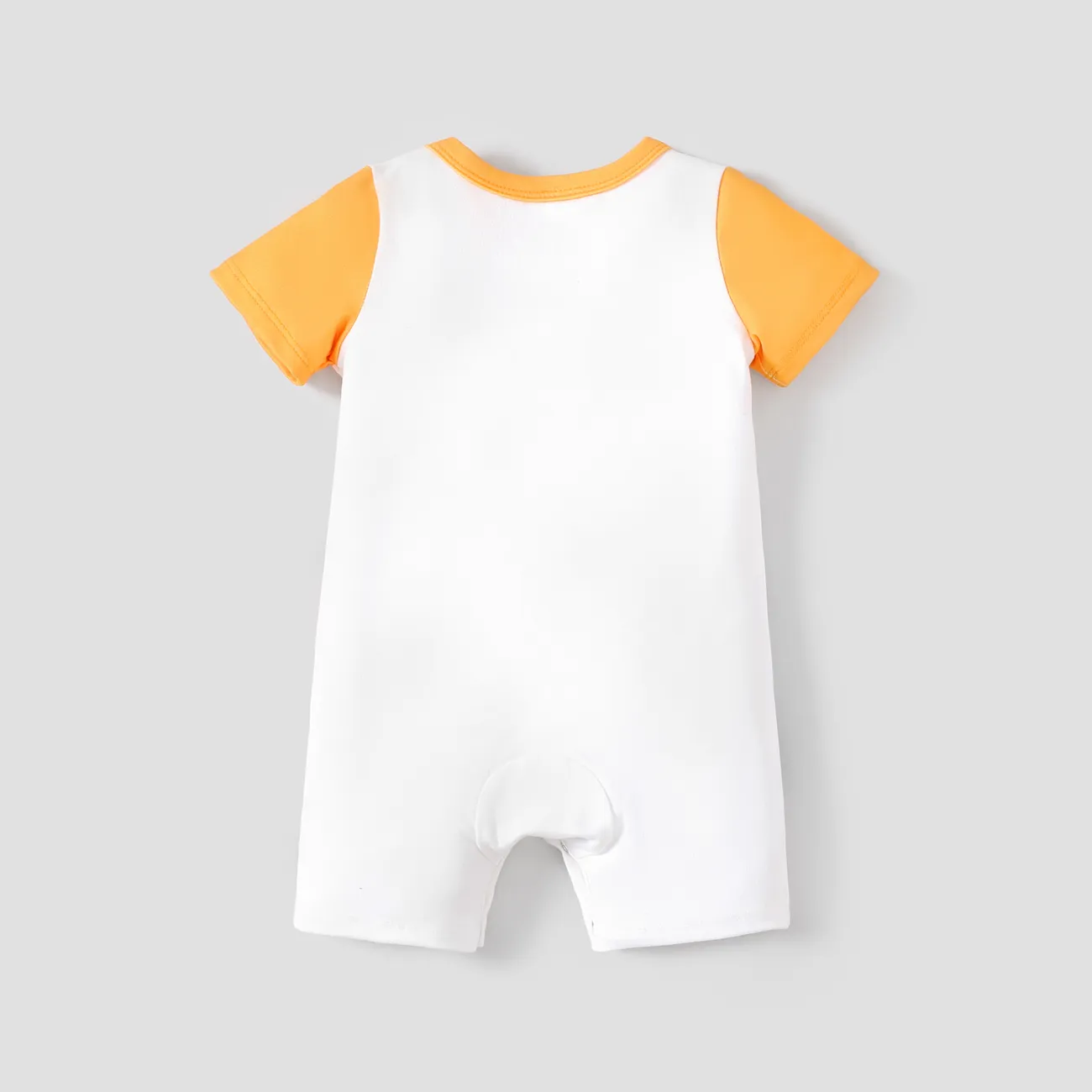 Baby Girl/Boy Childlike Animal Kingdom Pattern Short Sleeve Romper Color block big image 1