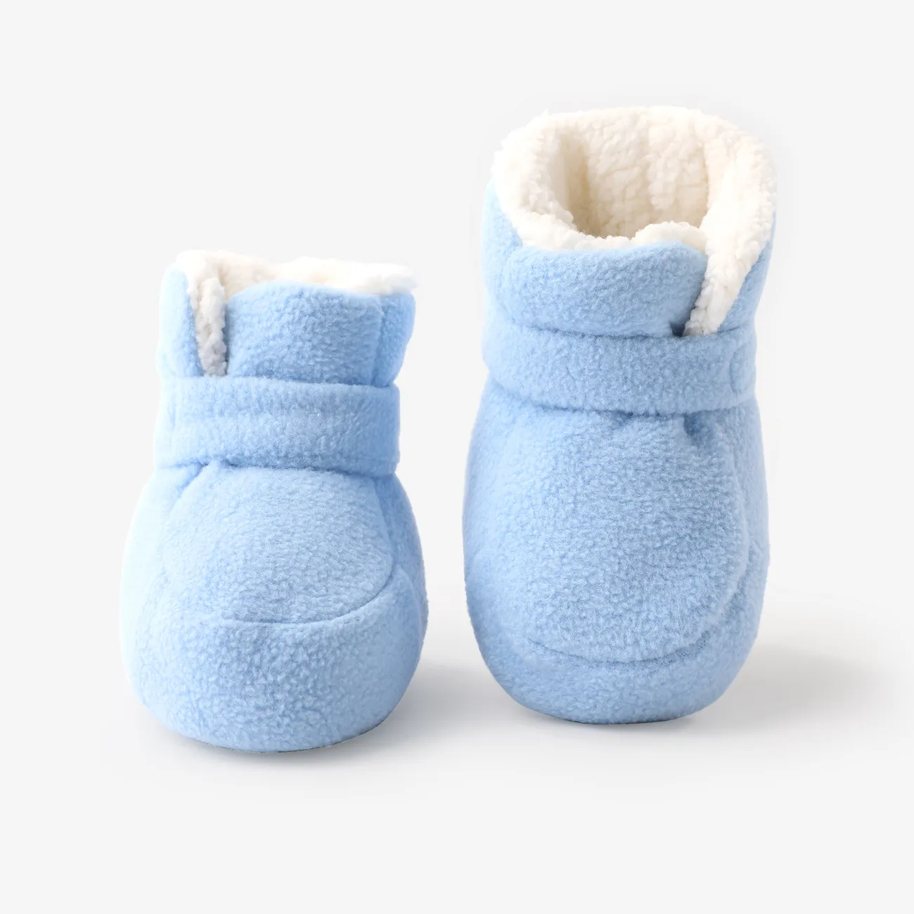 Botas de algodão de sola macia quente de lã alta do bebê Azul big image 1