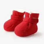 Botas de algodão de sola macia quente de lã alta do bebê Vermelho