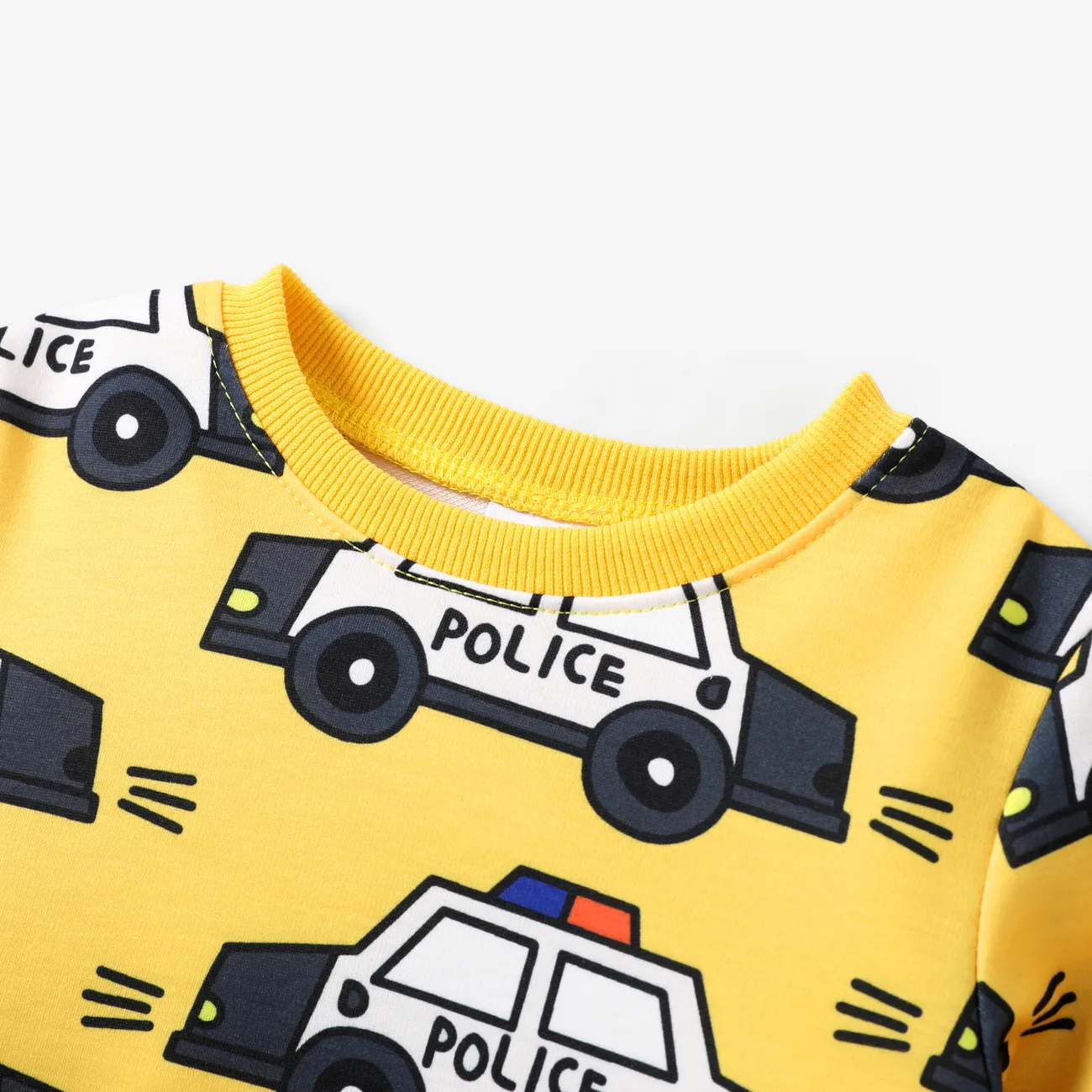 Toddler Boy Childlike Vehicle Pattern Pullover Yellow big image 1