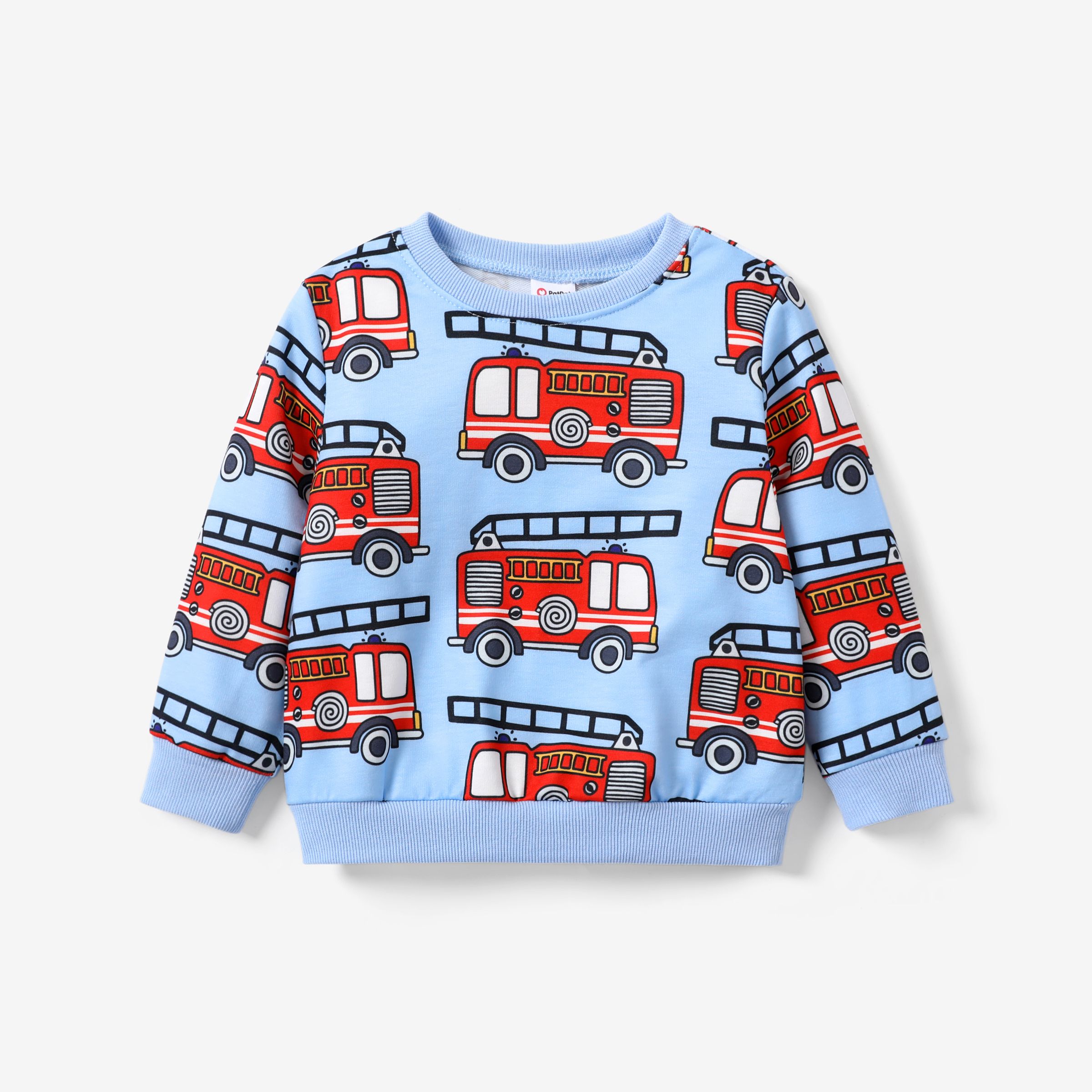 Toddler Boy Childlike Vehicle Pattern Pullover