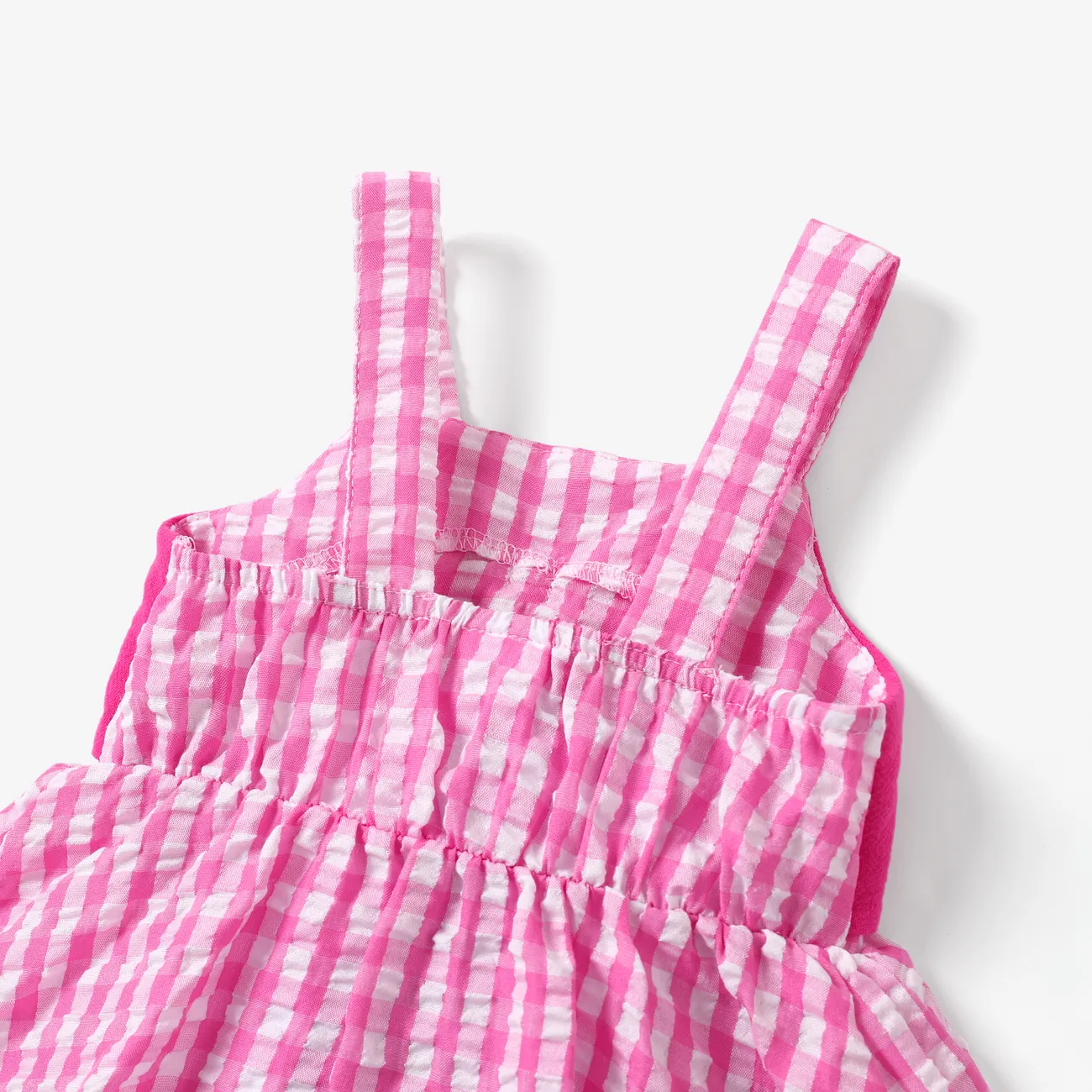 Baby Girl's Sweet Grid/Houndstooth Hanging Strap Dress  Roseo big image 1