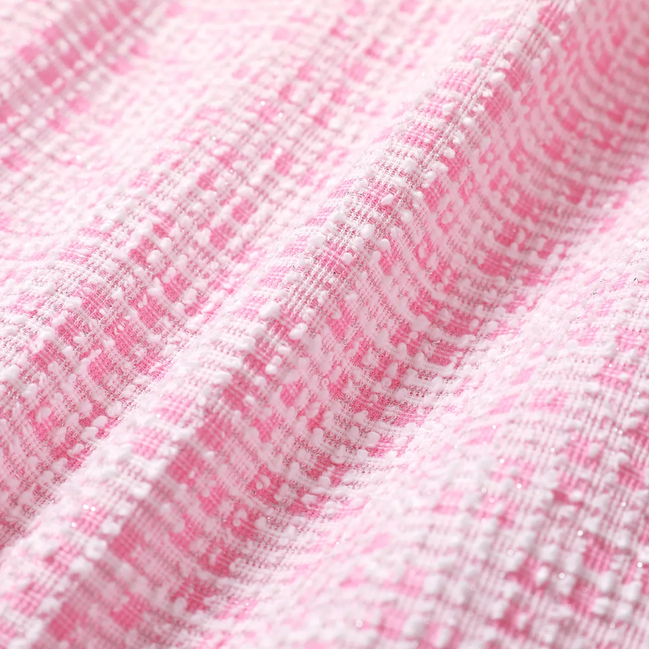 Toddler/Kid Girl's Elegant Grid/Houndstooth Dress with Ruffle Edge  Pink big image 1