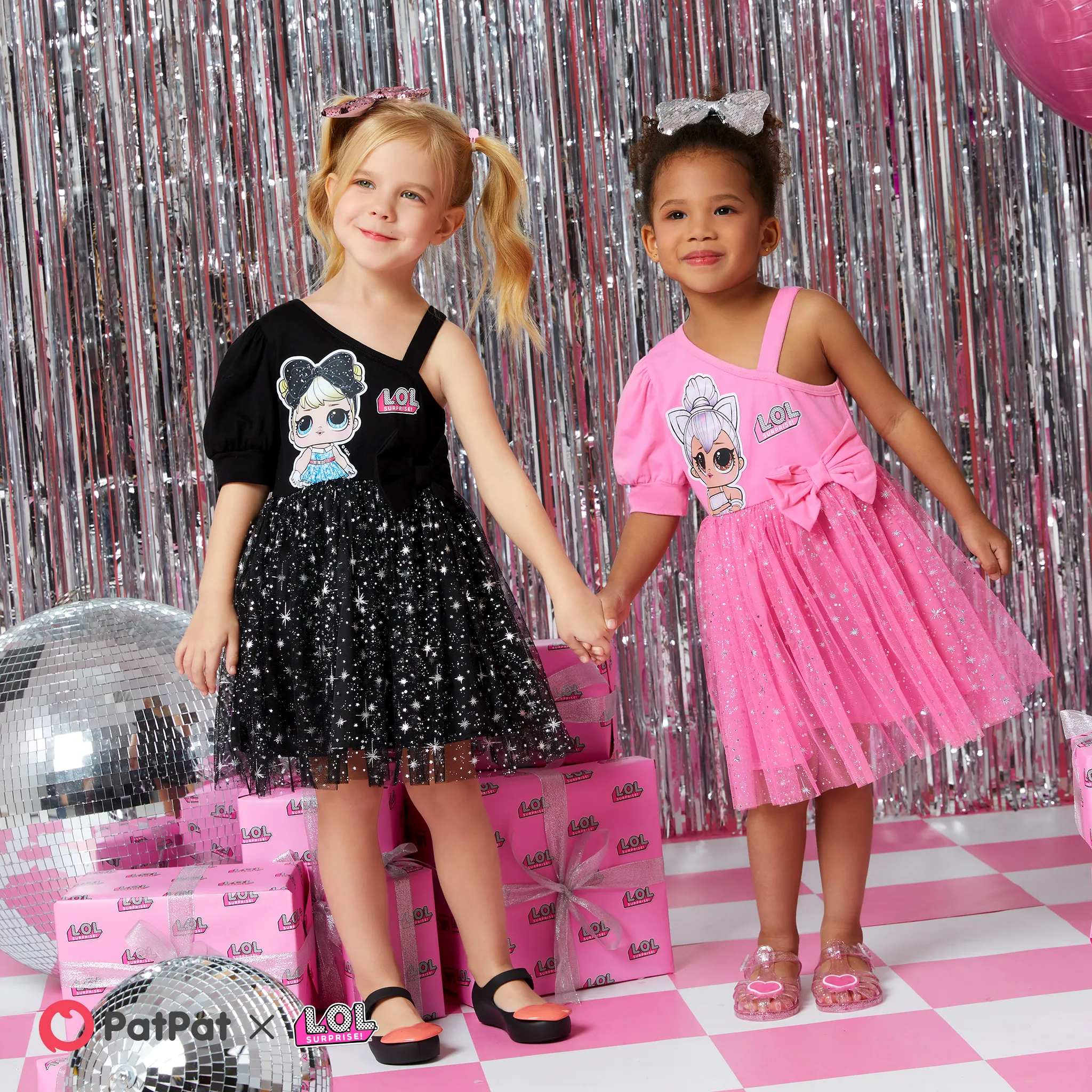 L.O.L. SURPRISE! Toddler Girl Graphic Print Off-shoulder Sparkle Dress