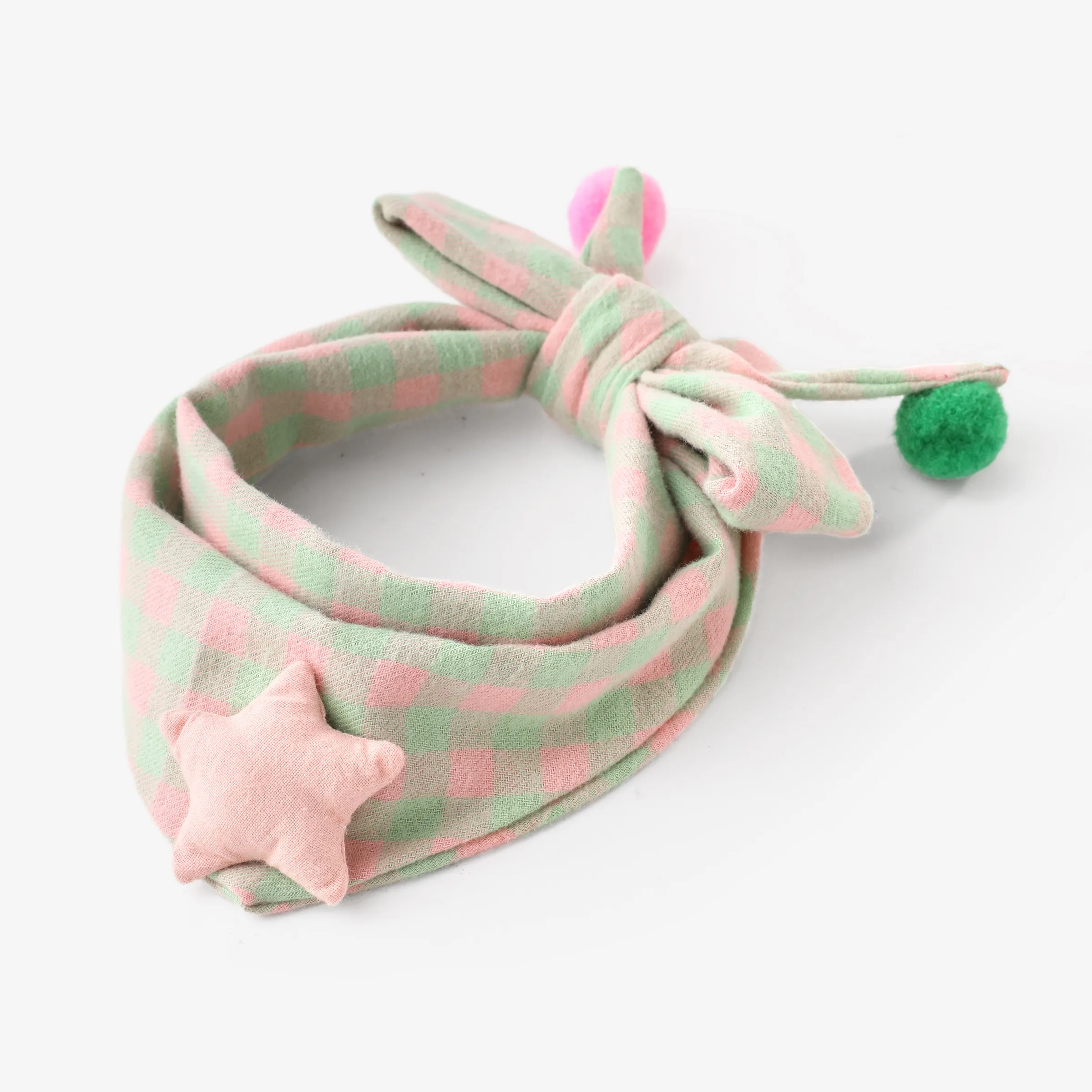Baby/toddler Double layer plaid cartoon warm scarf Green