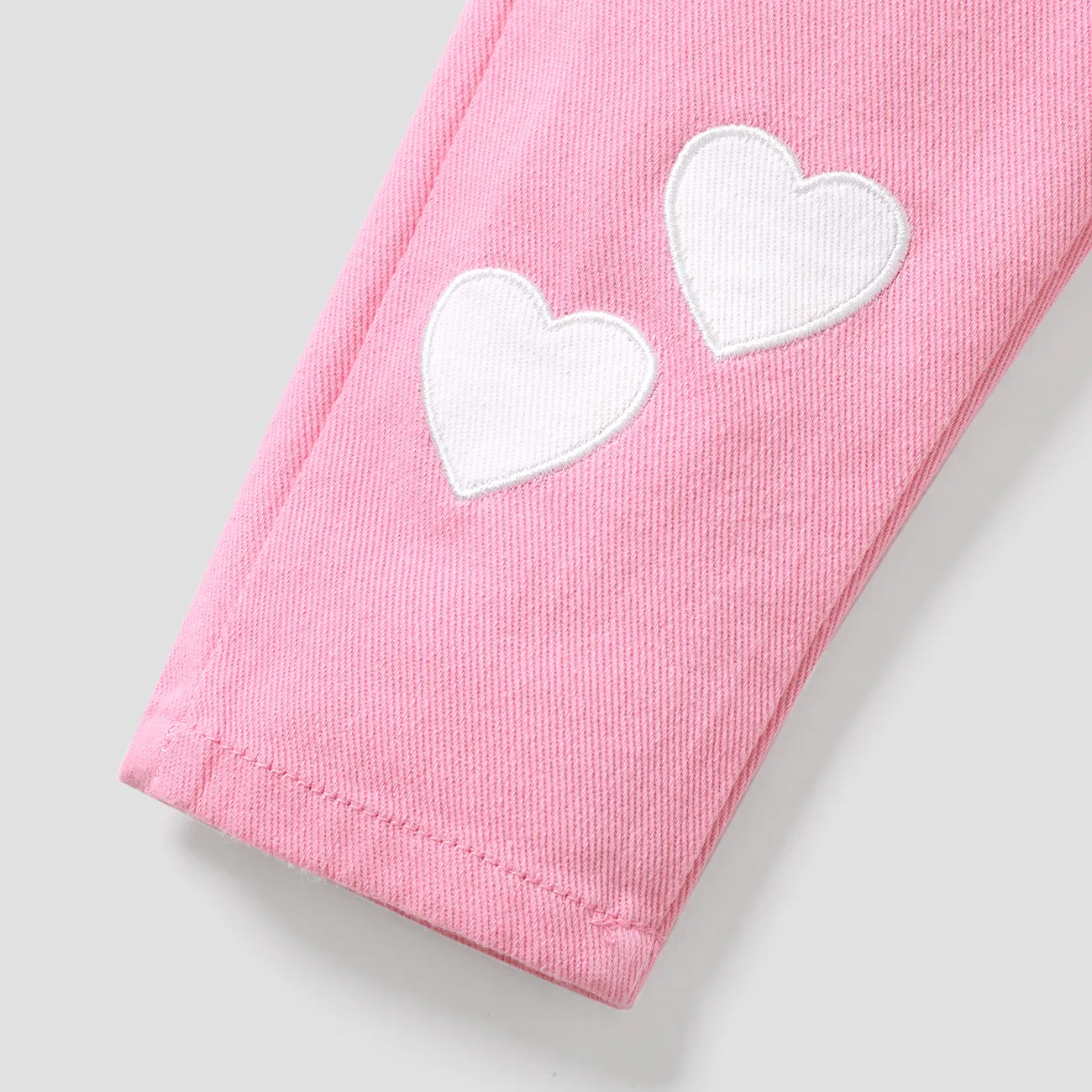 Toddler/Kid Girl Sweet Heart-shaped 100% Cotton Jeans Pink big image 1