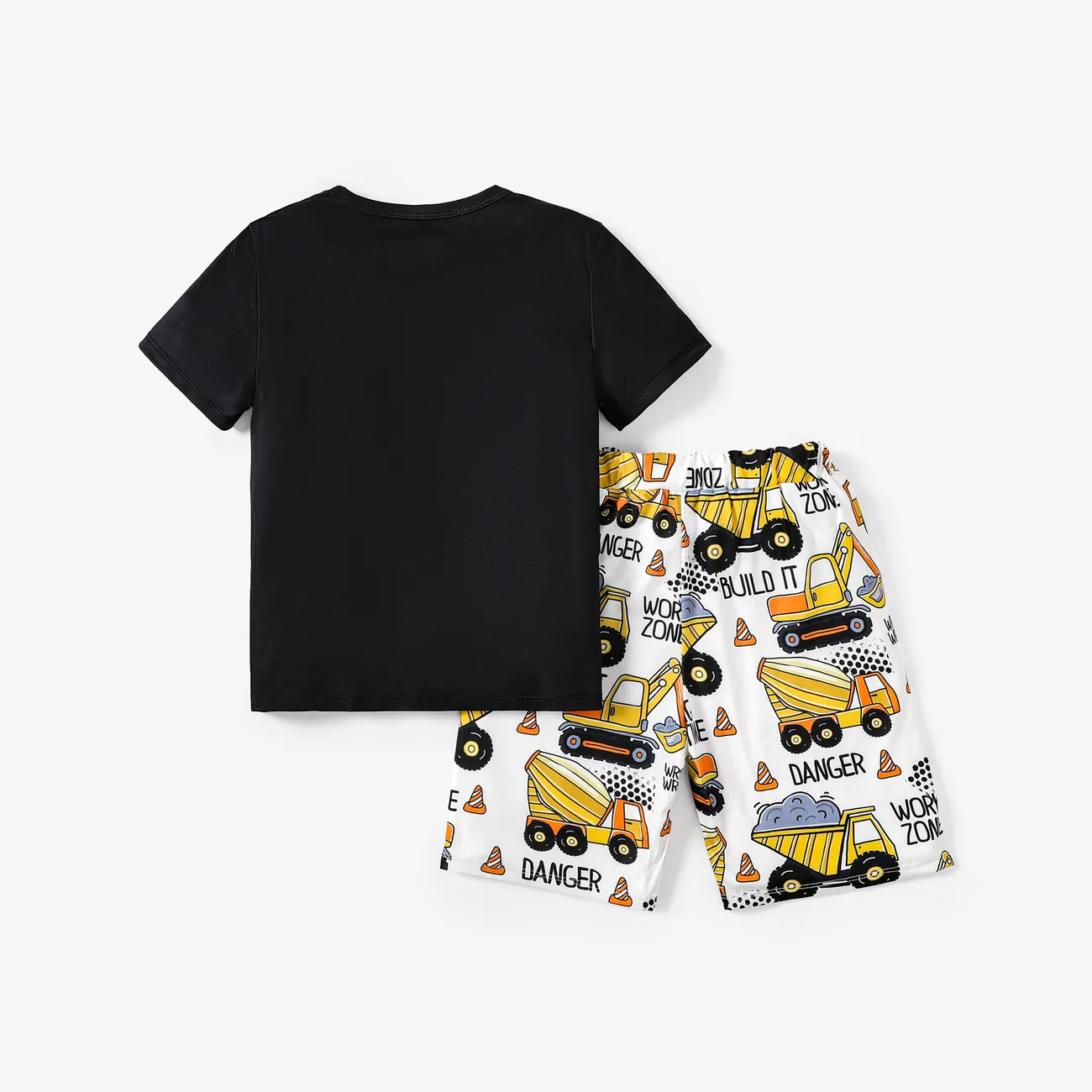 2pcs Kid Boy Vehicle Pattern Casual Pajama Set Color block big image 1
