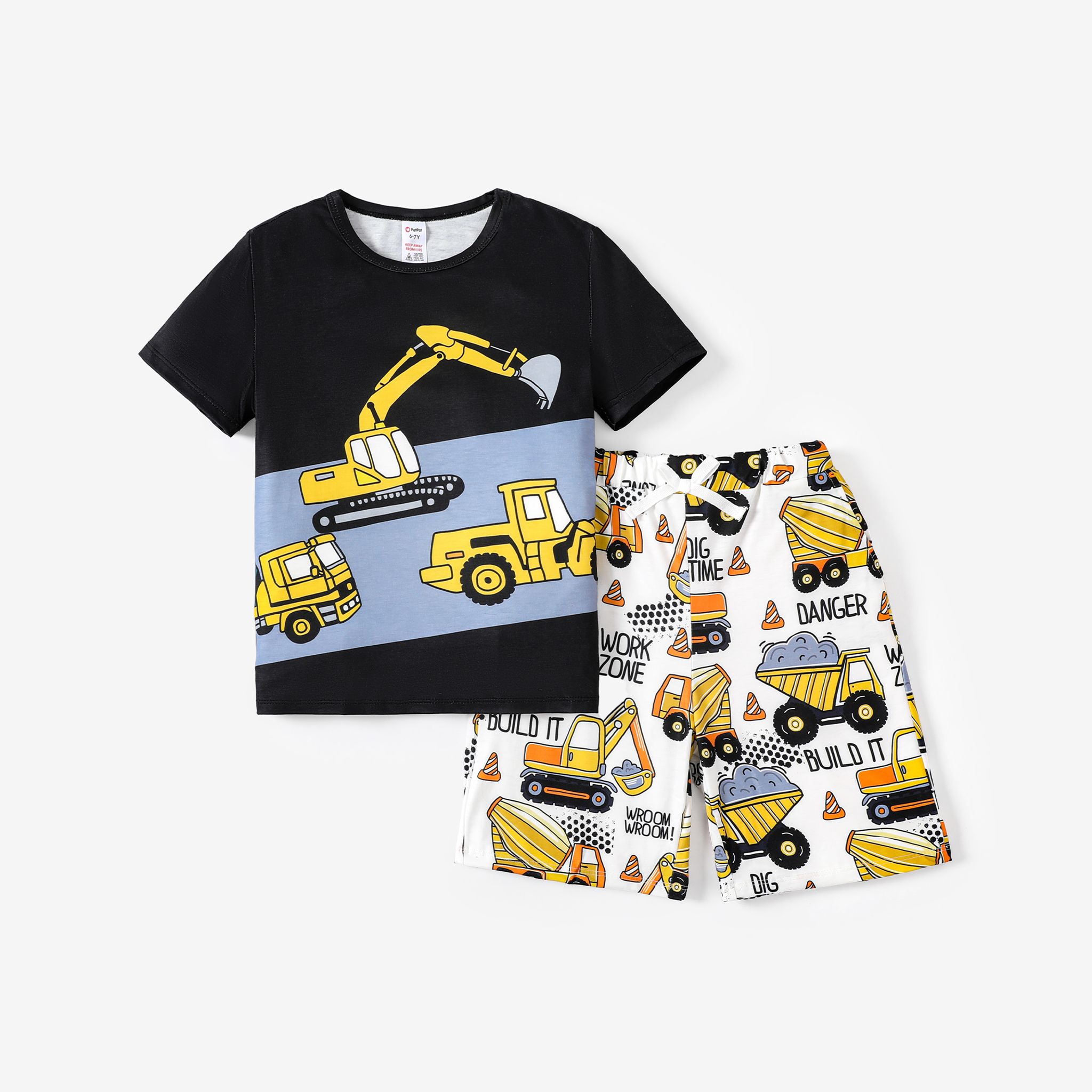 2pcs Kid Boy Véhicule Motif Casual Pyjama Set