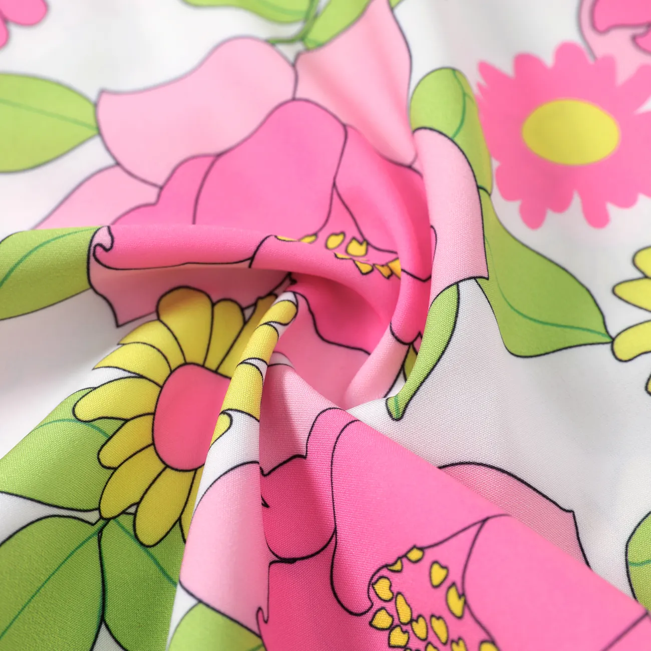 Baby Girl Sweet Flutter Sleeve Floral Print Dress Colorful big image 1