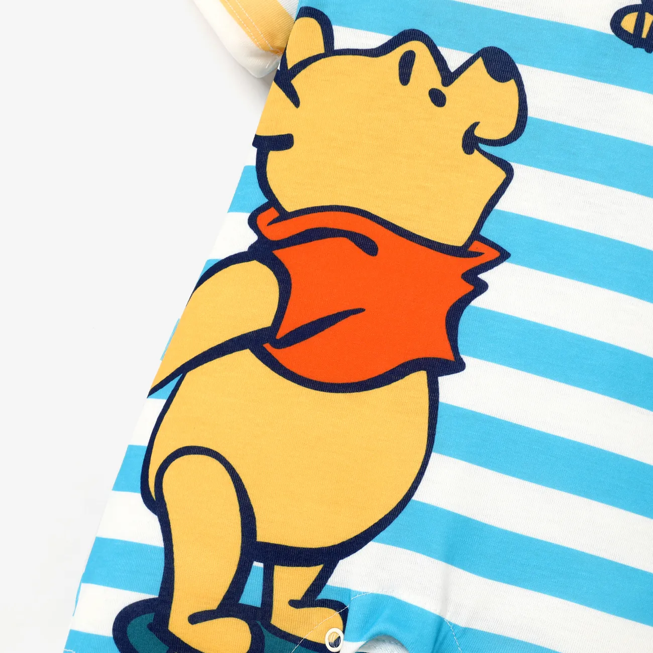 Disney Winnie the Pooh 嬰兒 男 鈕扣 童趣 短袖 連身衣 淺藍 big image 1