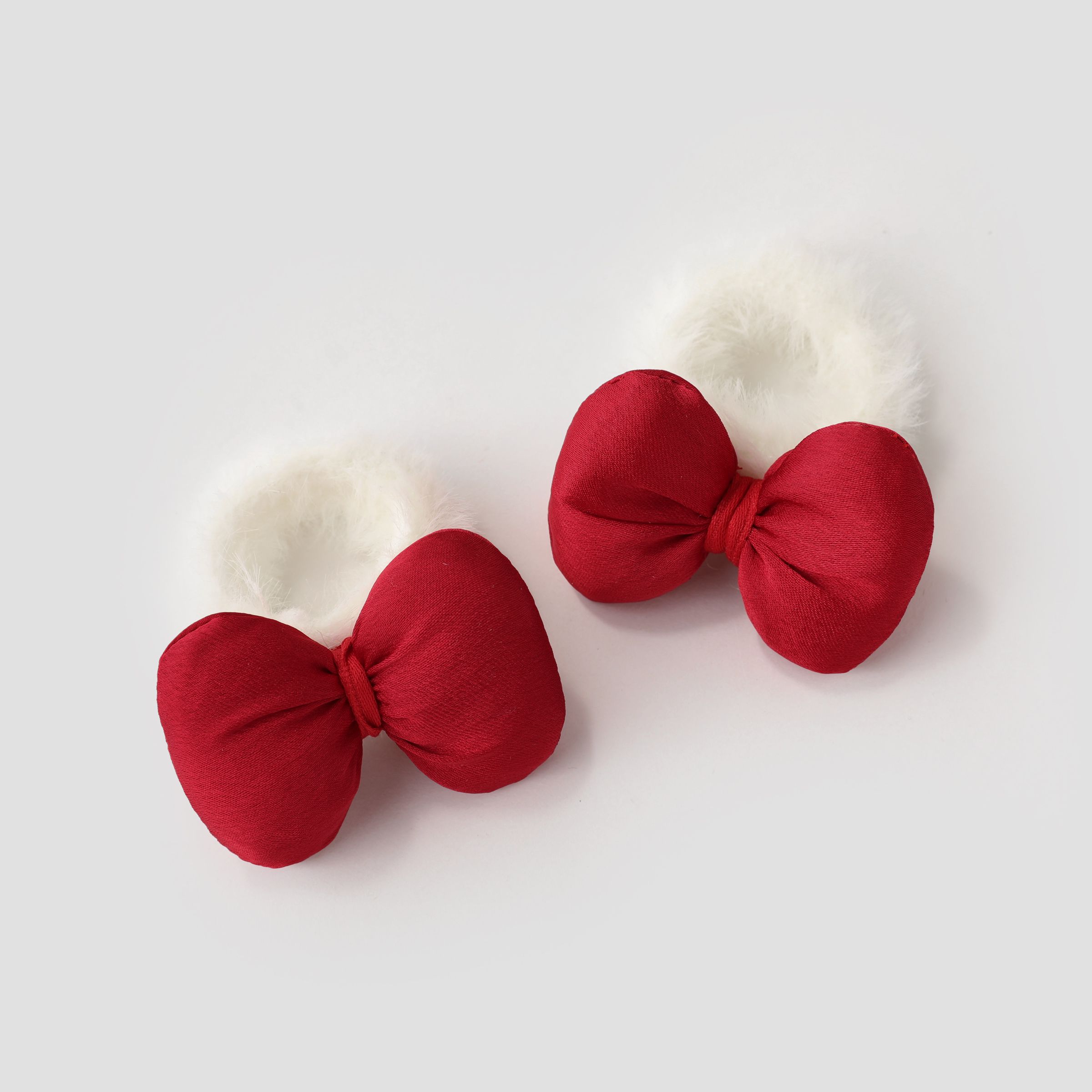 2-pack Toddler/kids Sweet Red Bow Plush Hair Tie