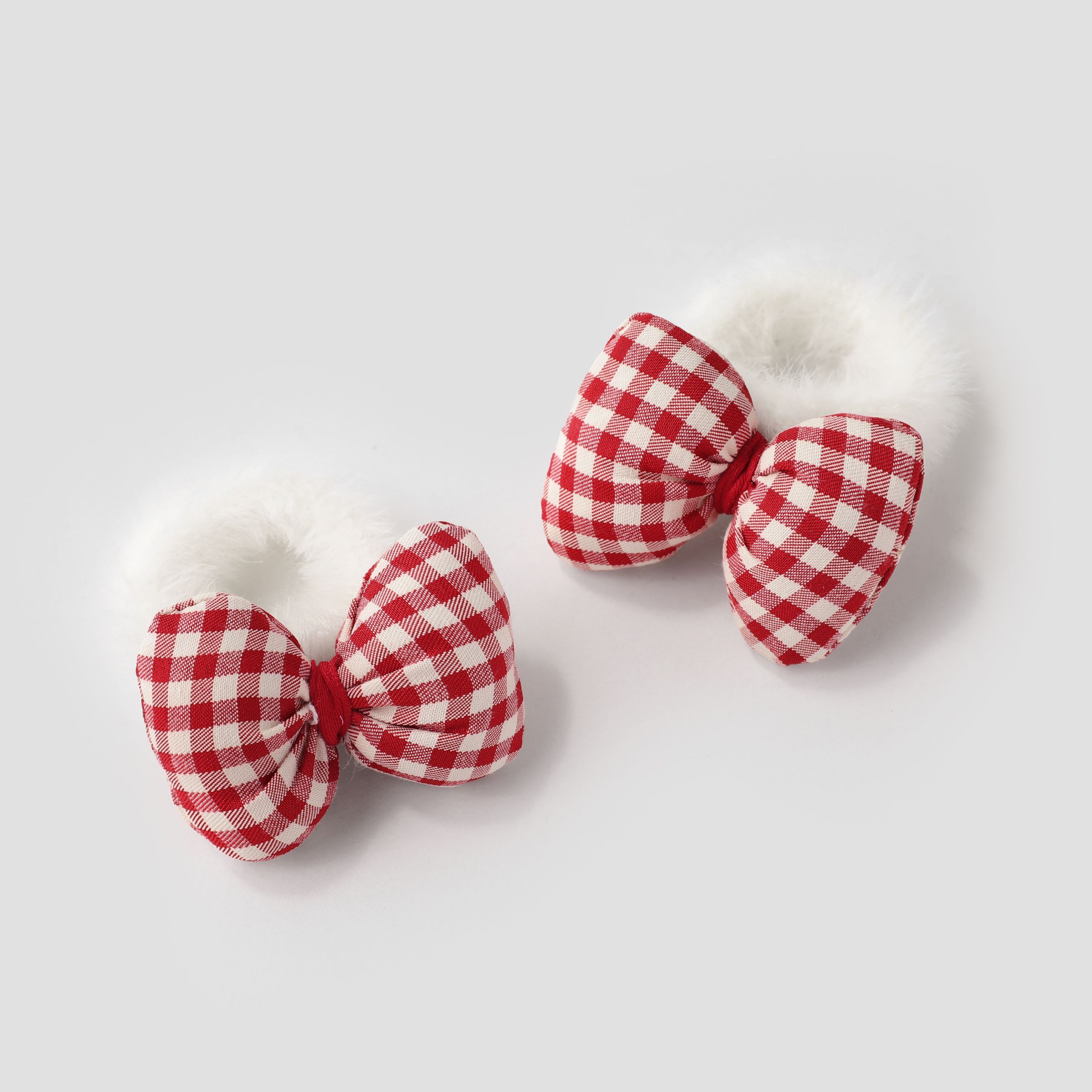 2-pack Toddler/kids Sweet Red Bow Plush Hair Tie