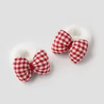 2-pack Toddler/kids Sweet Red bow plush hair tie Rosy
