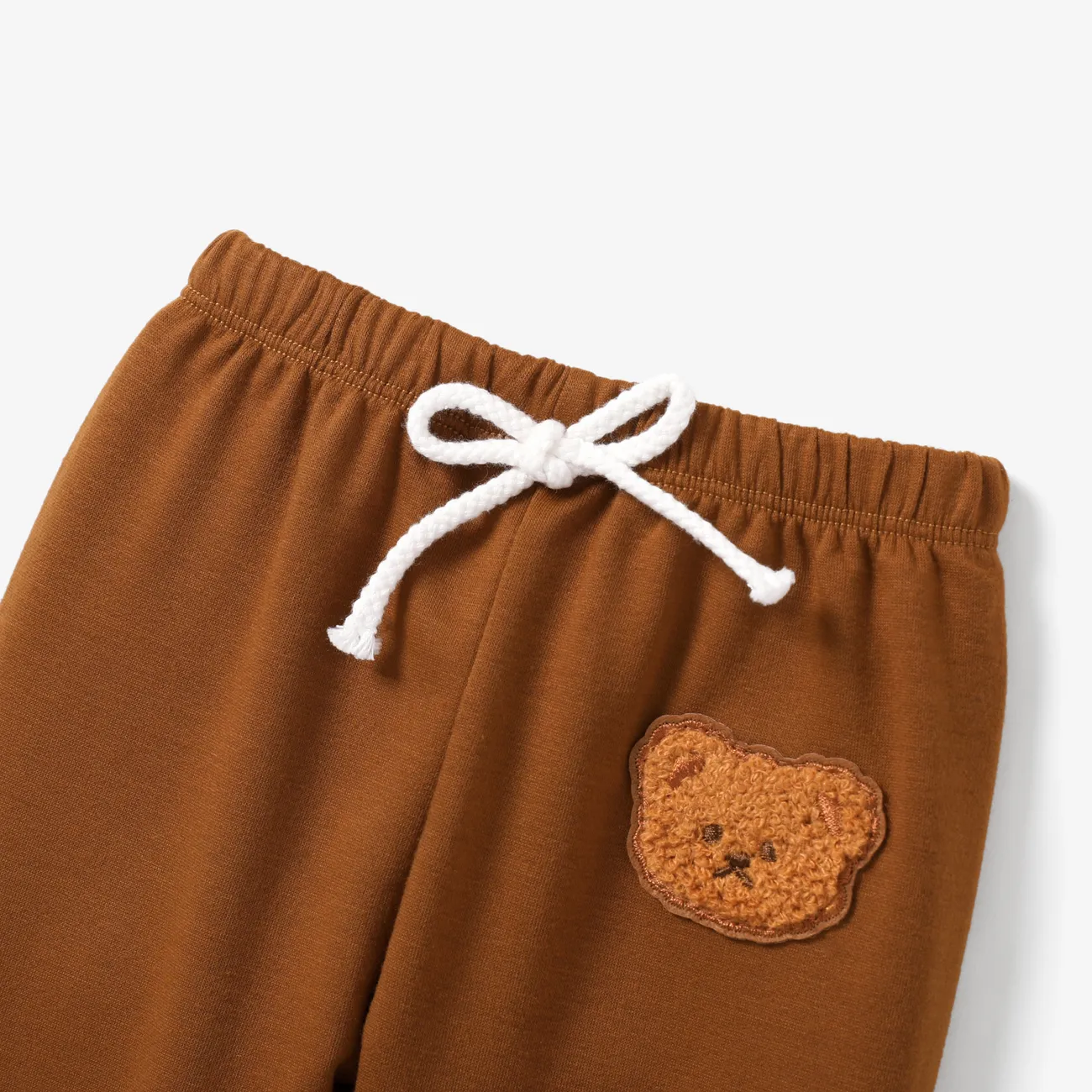 Baby Boy Casual Bear Pattern Sweatpants Brown big image 1