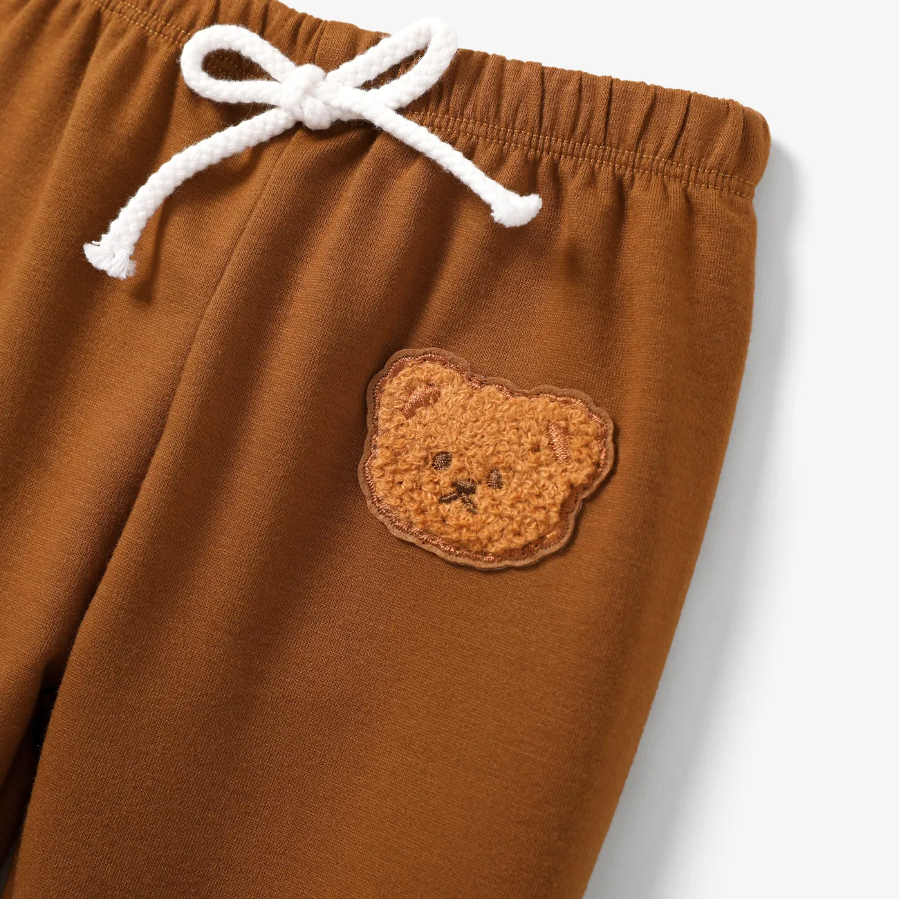Baby Boy Casual Bear Pattern Sweatpants Brown big image 1