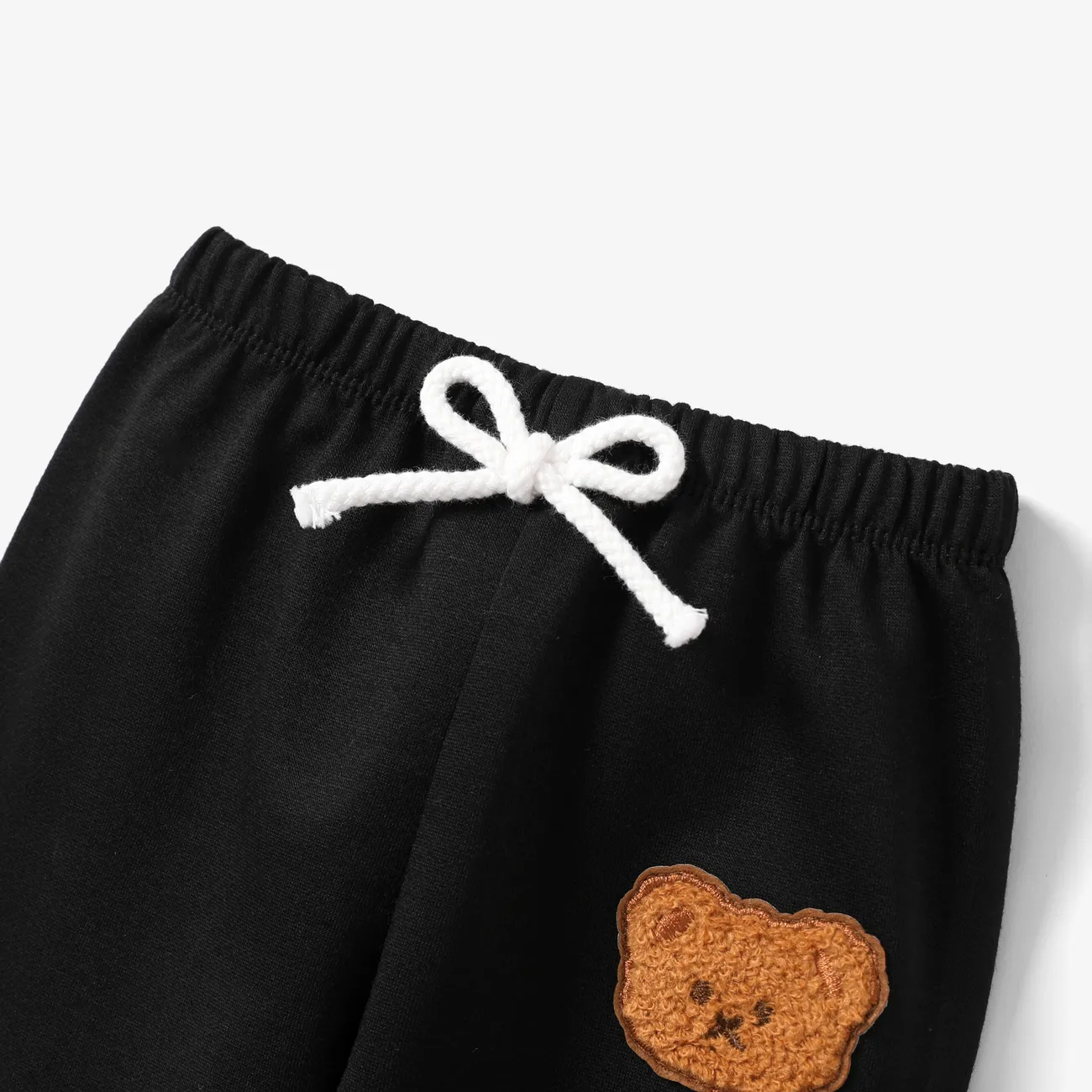 Baby Boy Casual Bear Pattern Sweatpants Black big image 1